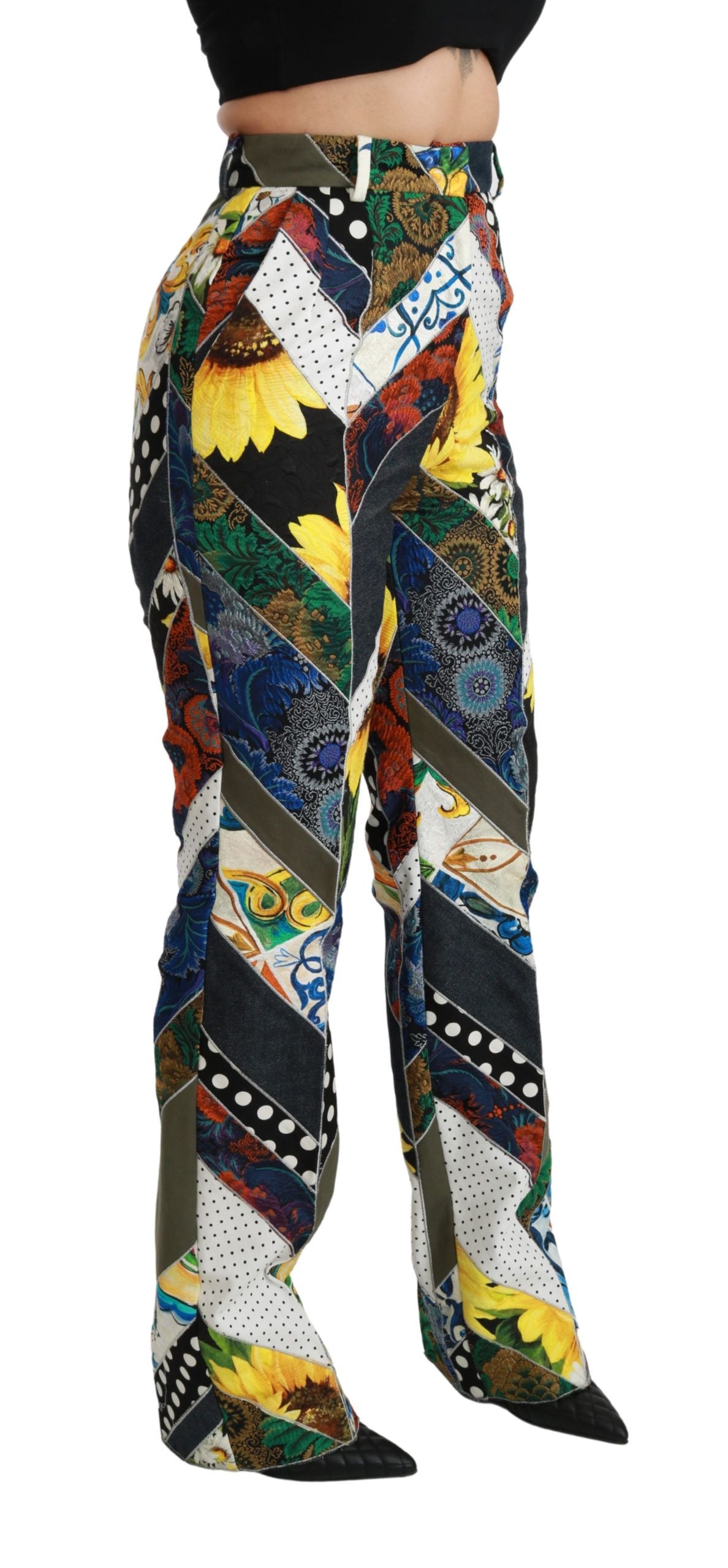 Dolce & Gabbana Multicolor Print High Waist Straight Pants Dolce & Gabbana