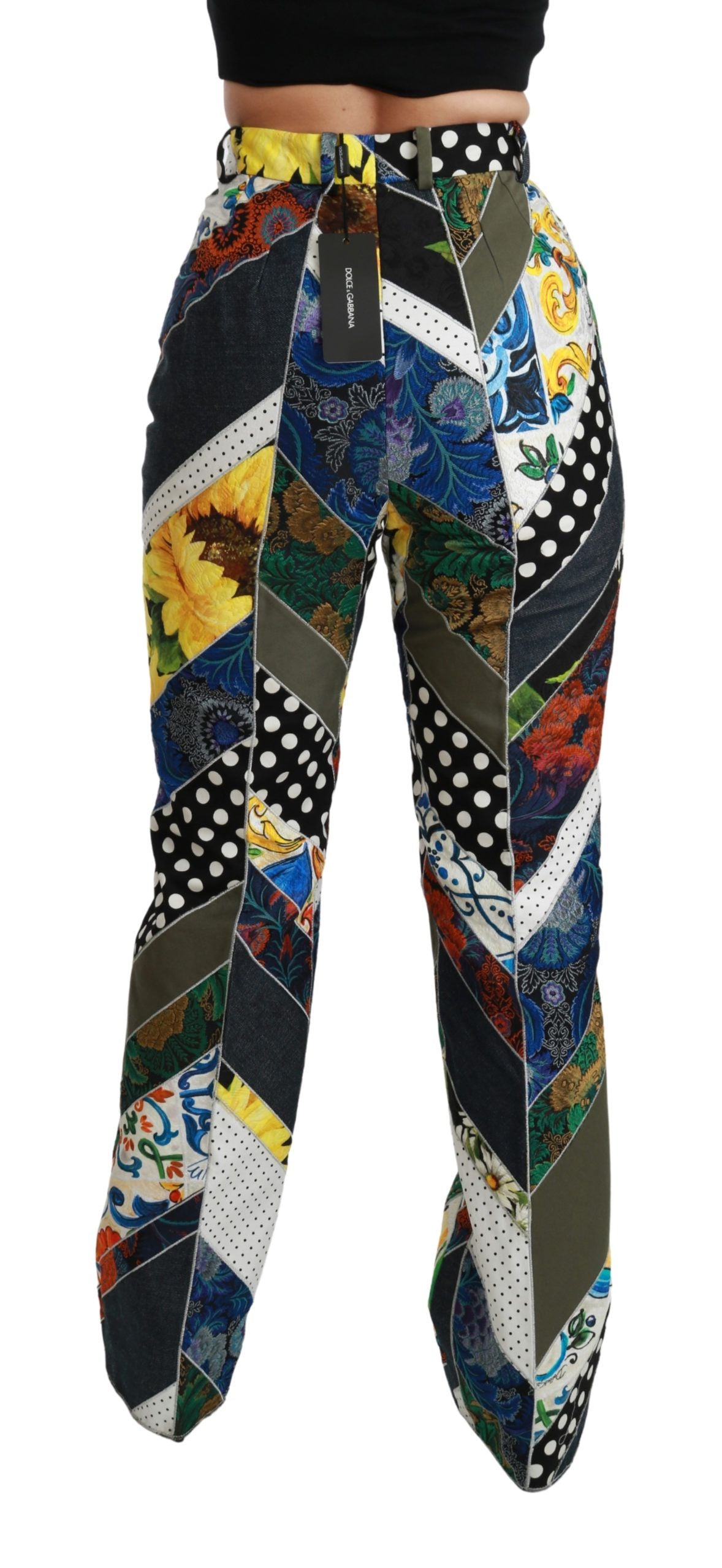 Dolce & Gabbana Multicolor Print High Waist Straight Pants Dolce & Gabbana