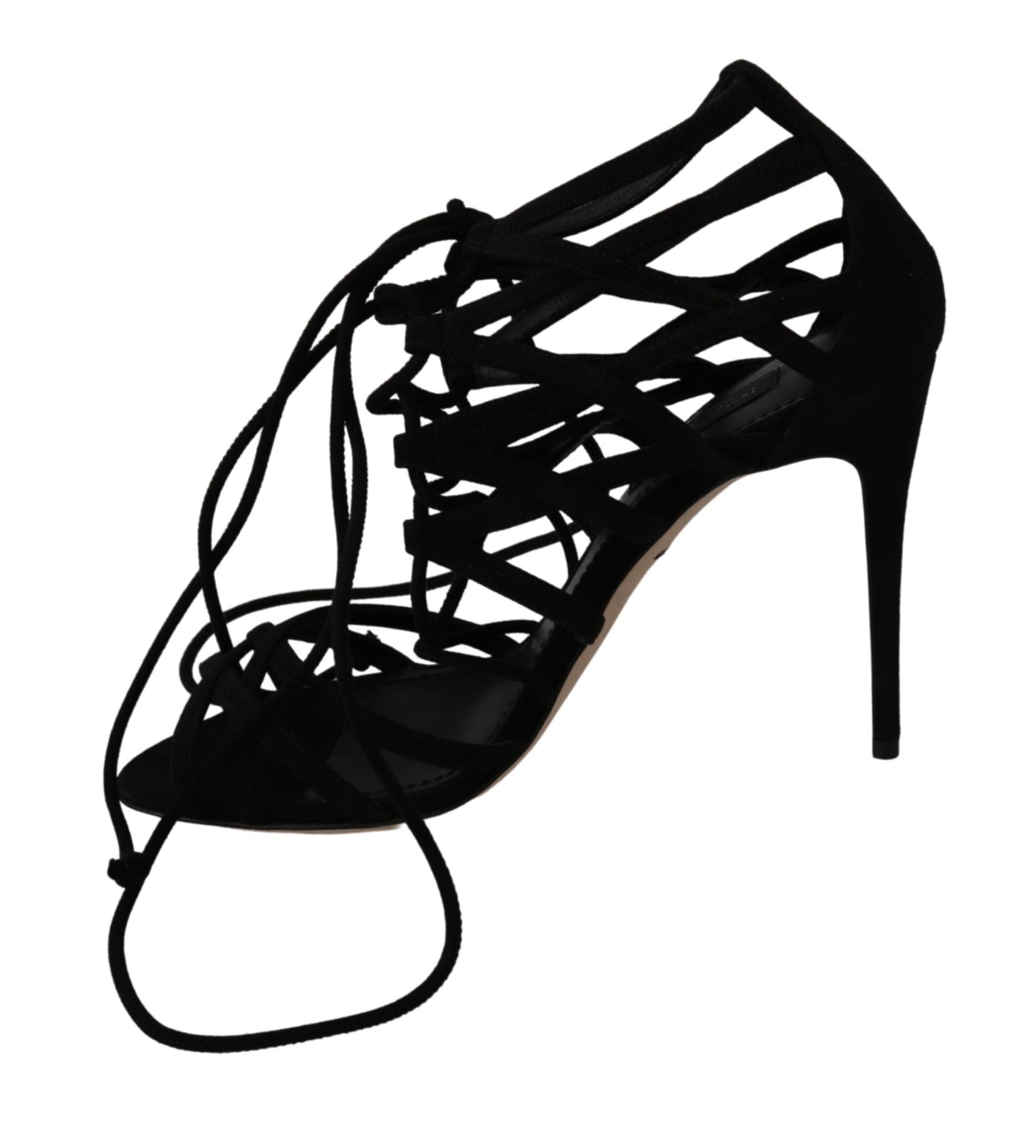 Dolce & Gabbana Black Suede Strap Stilettos Shoes Sandals Dolce & Gabbana