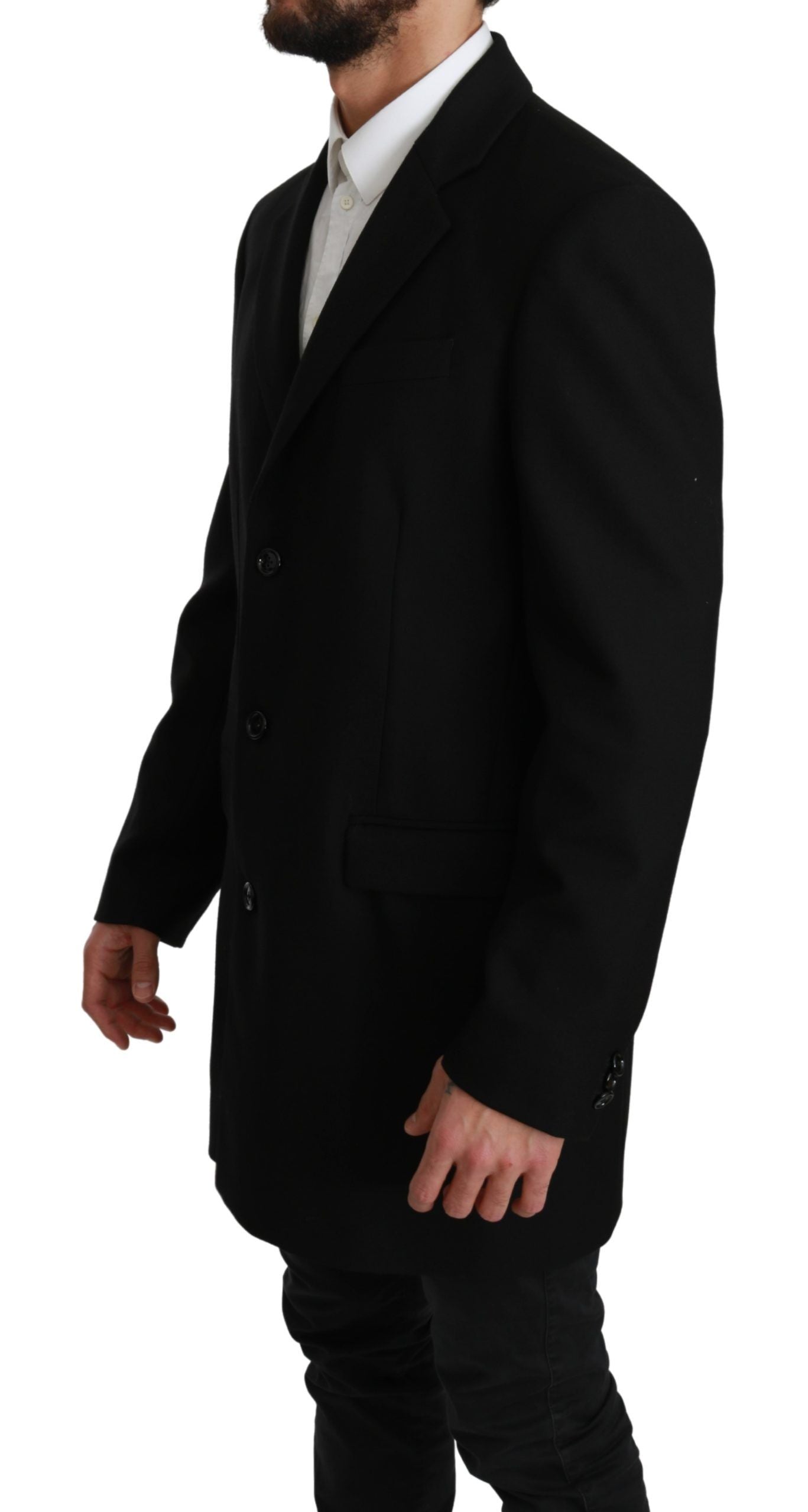Dolce & Gabbana Black 100% Wool Jacket Coat Blazer Dolce & Gabbana