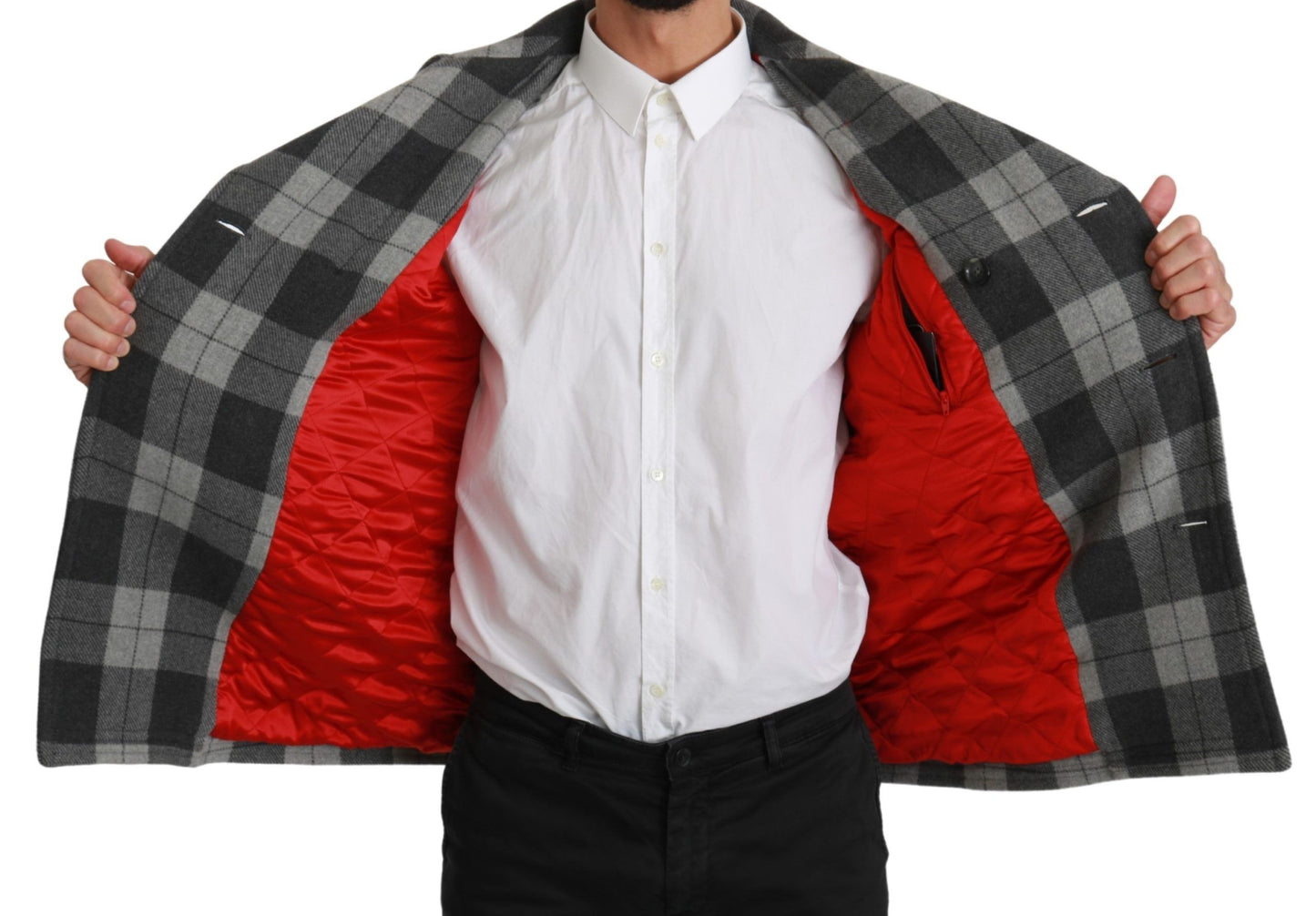 Dolce & Gabbana Gray Check Wool Cashmere Coat Jacket Dolce & Gabbana