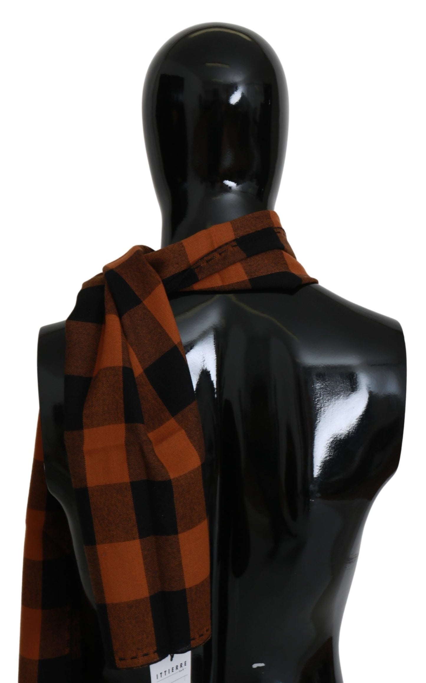 Costume National Orange Check Neck Wrap Shawl Scarf Costume National