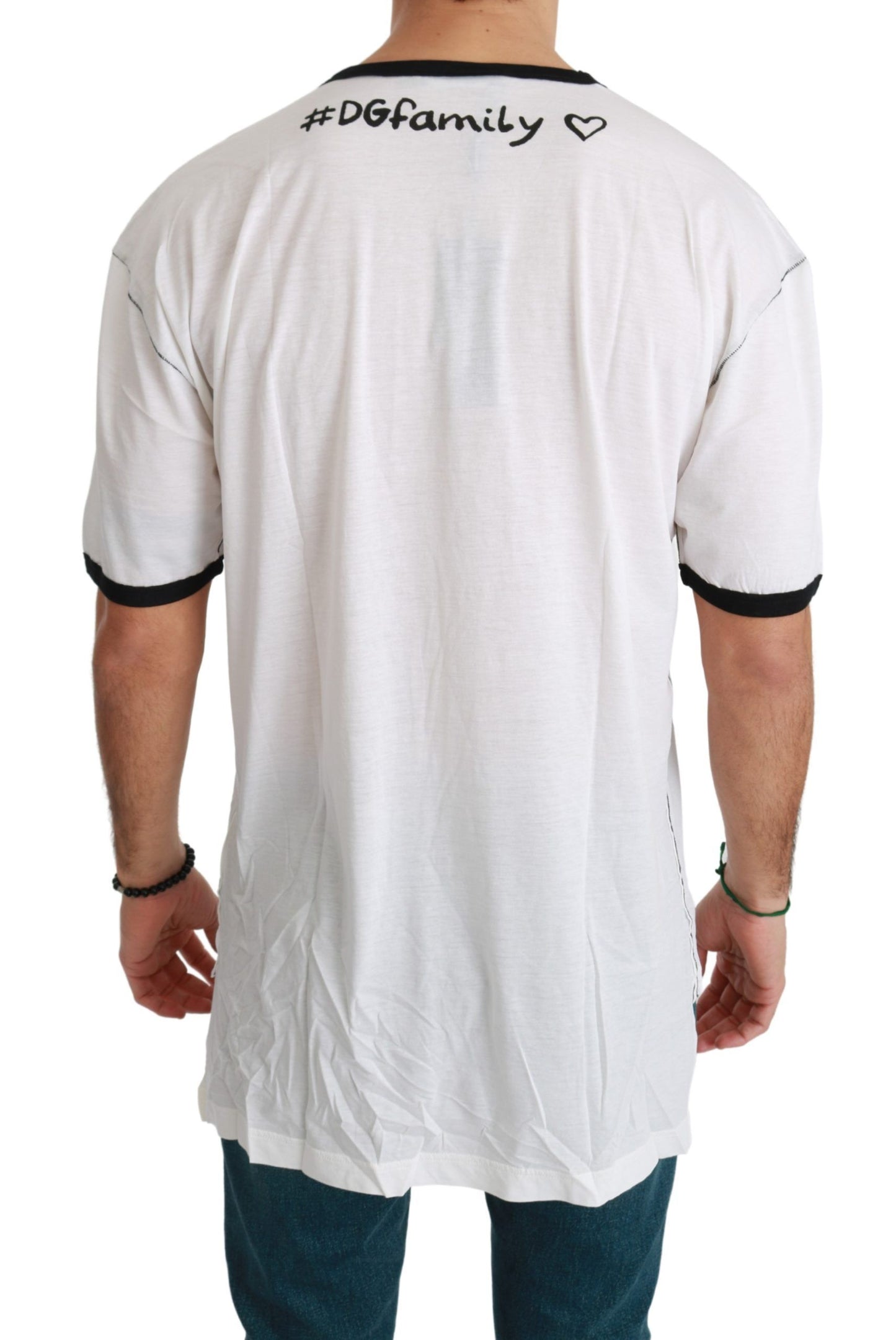 Dolce & Gabbana White Men Print #dgfamily Cotton T-shirt Dolce & Gabbana