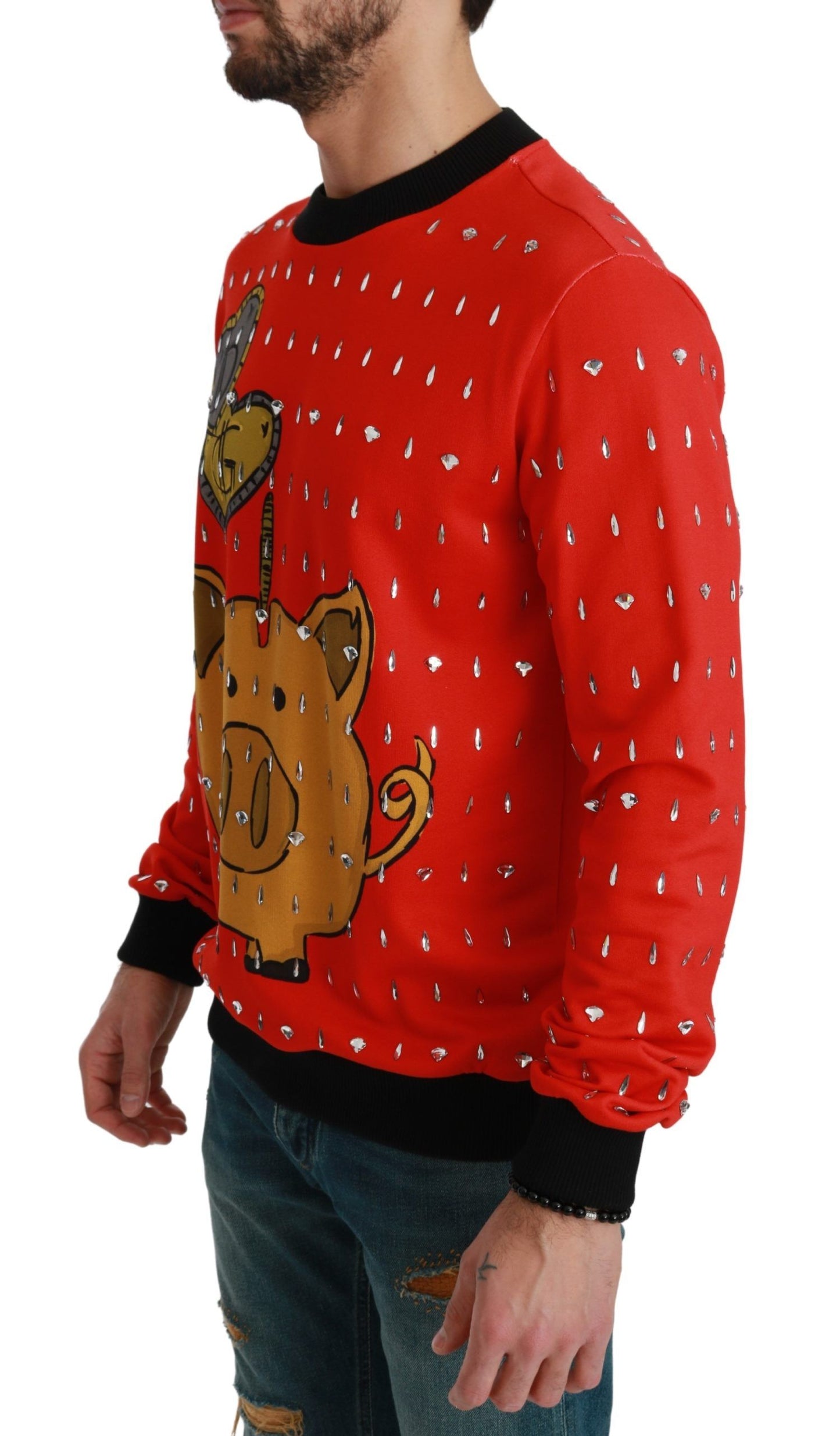 Dolce & Gabbana Red Crystal Pig of the Year Sweater Dolce & Gabbana