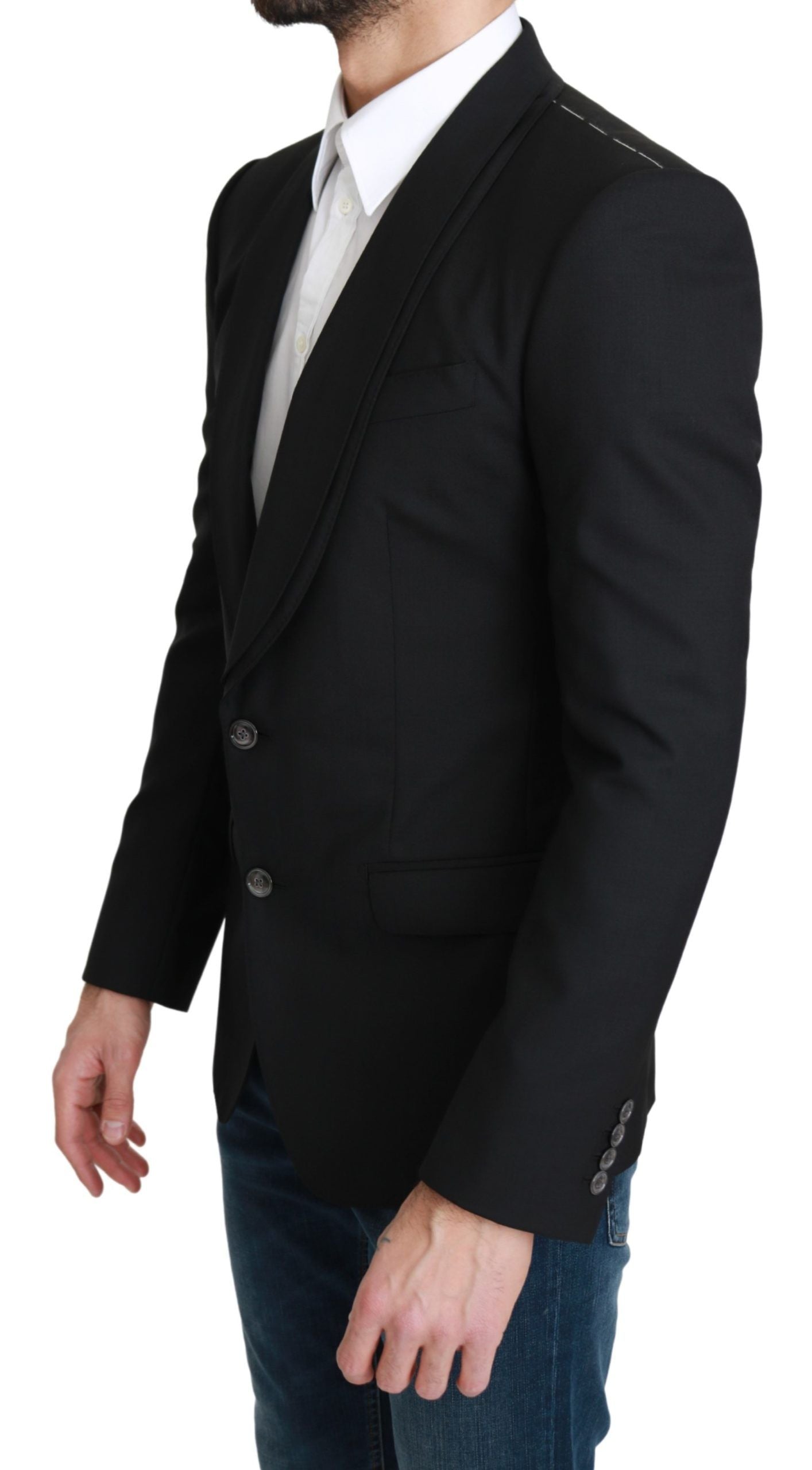 Dolce & Gabbana Black Single Breasted Formal Wool Blazer Dolce & Gabbana