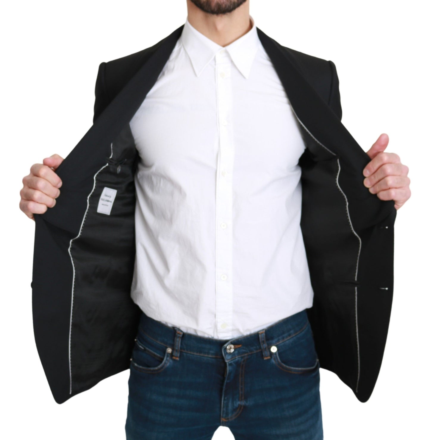 Dolce & Gabbana Black Single Breasted Formal Wool Blazer Dolce & Gabbana