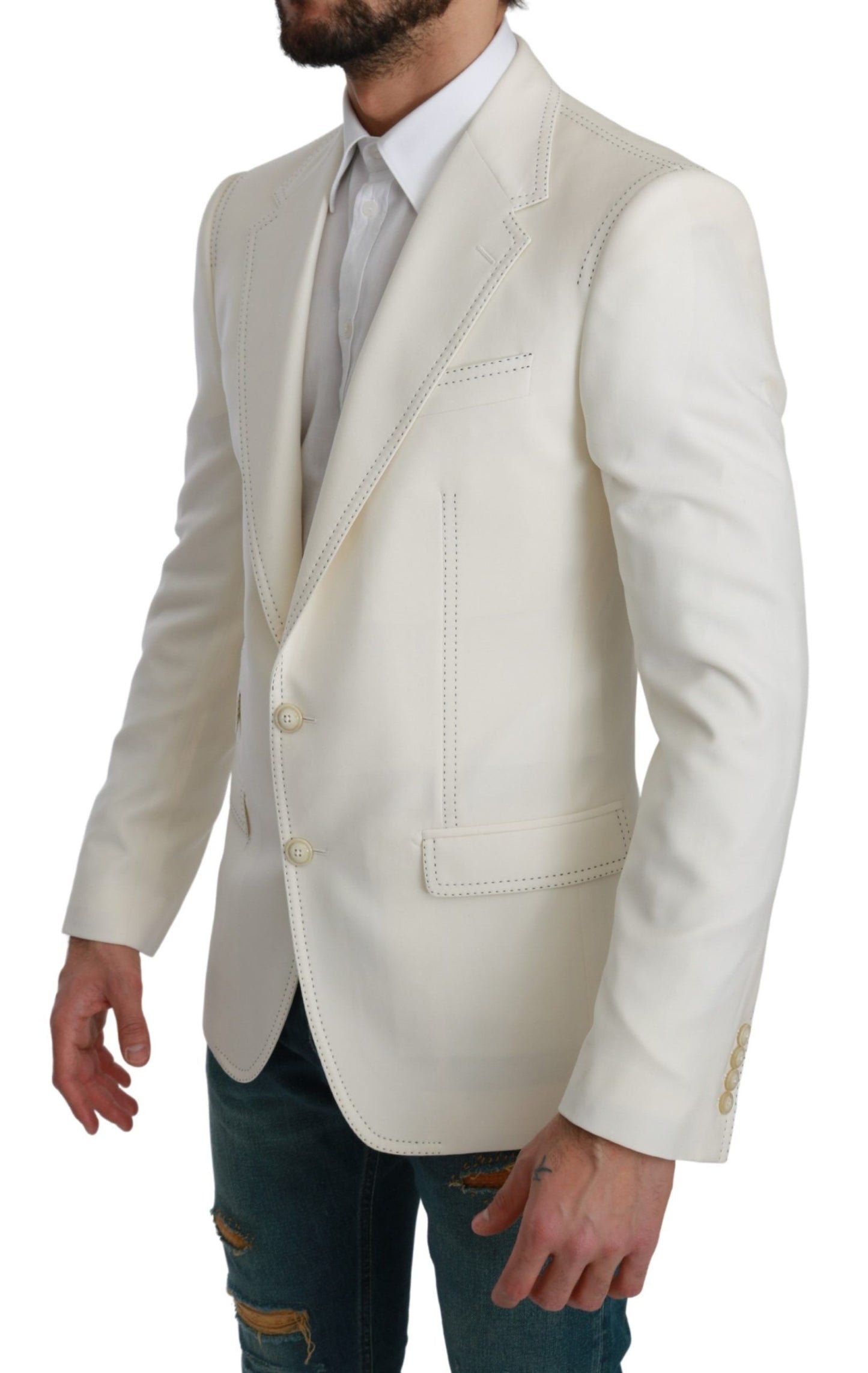 Dolce & Gabbana SICILIA Cream Single Breasted Formal Blazer Dolce & Gabbana
