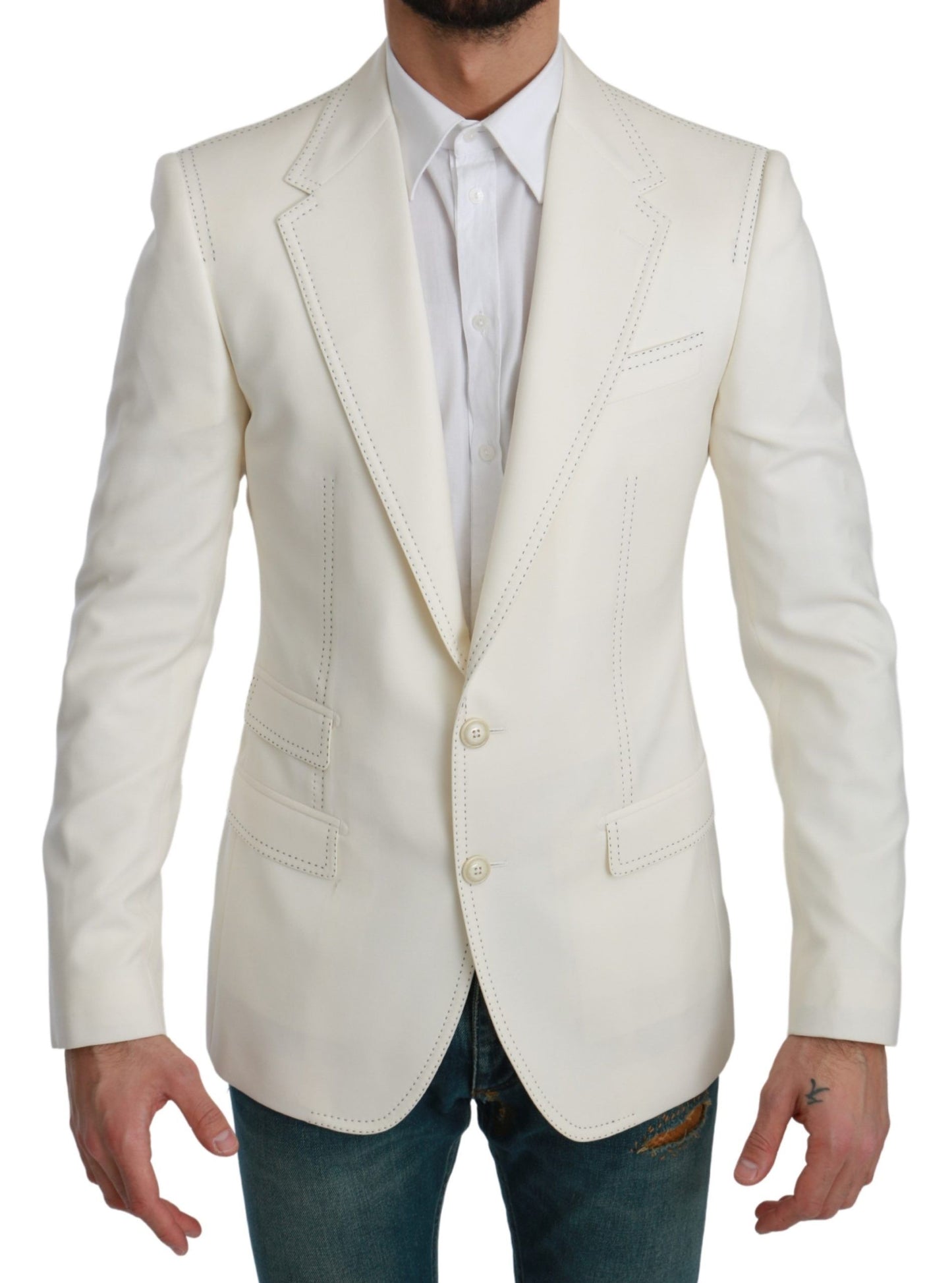 Dolce & Gabbana SICILIA Cream Single Breasted Formal Blazer Dolce & Gabbana