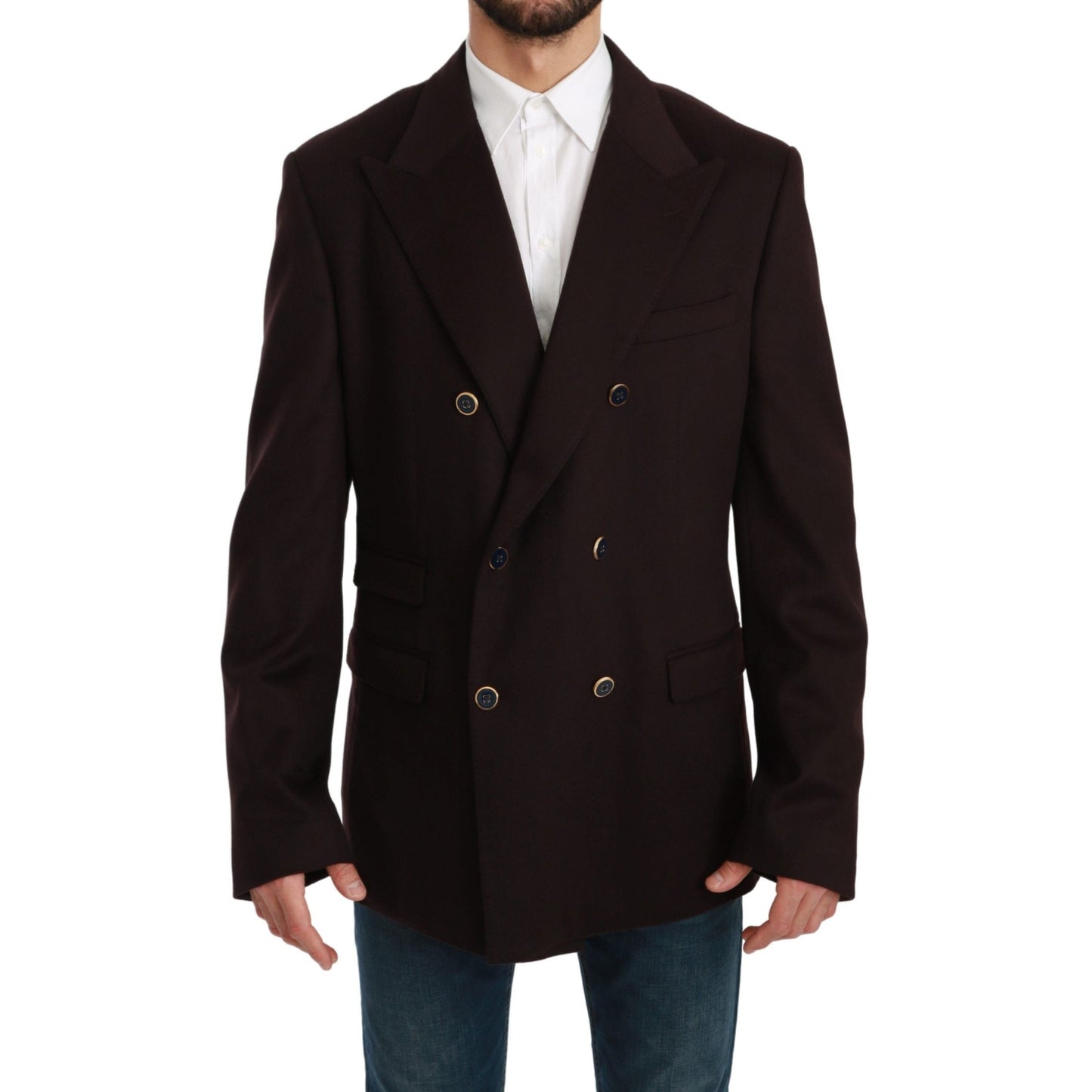 Dolce & Gabbana Bordeaux Cashmere Coat TAORMINA Blazer Dolce & Gabbana