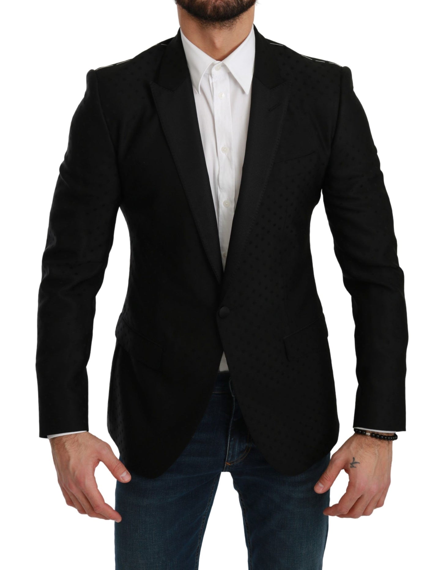 Dolce & Gabbana Black Slim Fit Coat Jacket MARTINI Blazer Dolce & Gabbana