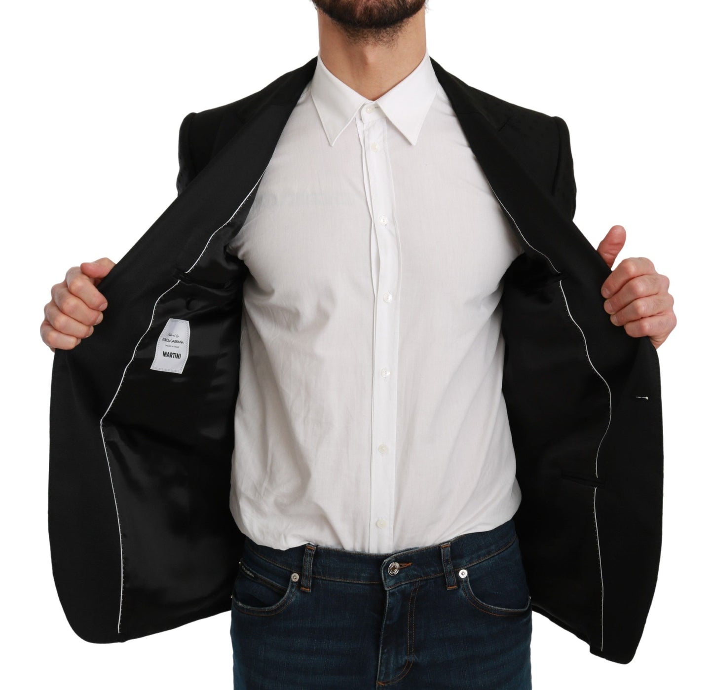 Dolce & Gabbana Black Slim Fit Coat Jacket MARTINI Blazer Dolce & Gabbana