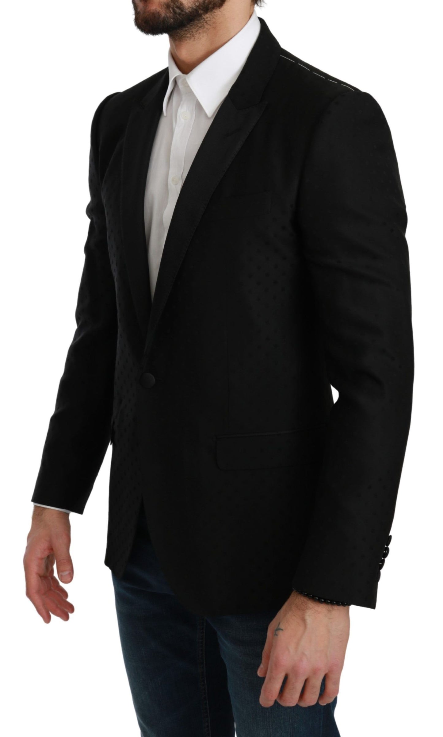 Dolce & Gabbana Black Slim Fit Coat Jacket MARTINI Blazer Dolce & Gabbana