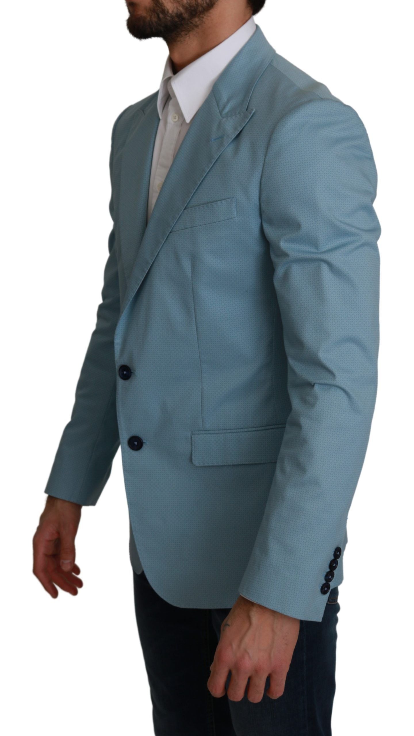 Dolce & Gabbana Blue Slim Fit Coat Jacket MARTINI Blazer Dolce & Gabbana
