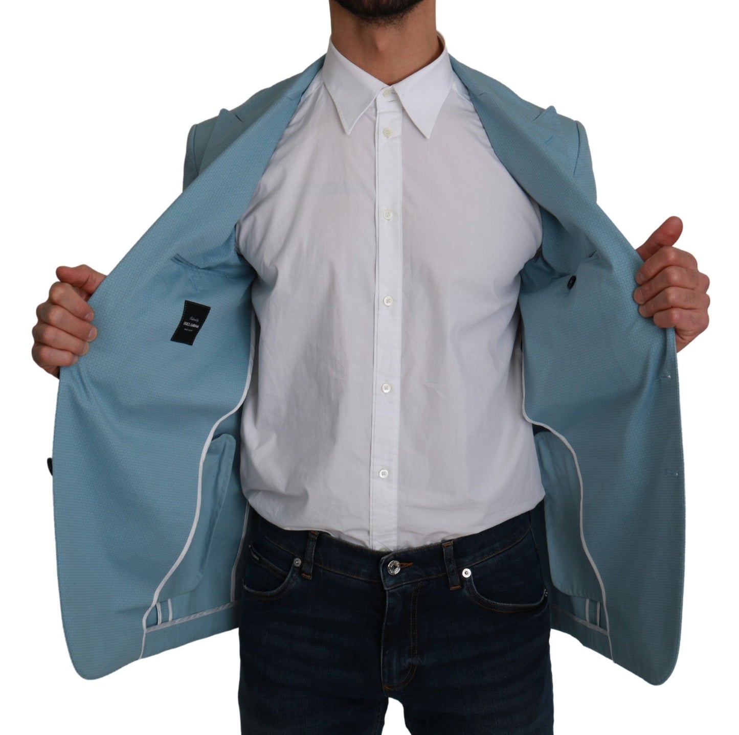 Dolce & Gabbana Blue Slim Fit Coat Jacket MARTINI Blazer Dolce & Gabbana