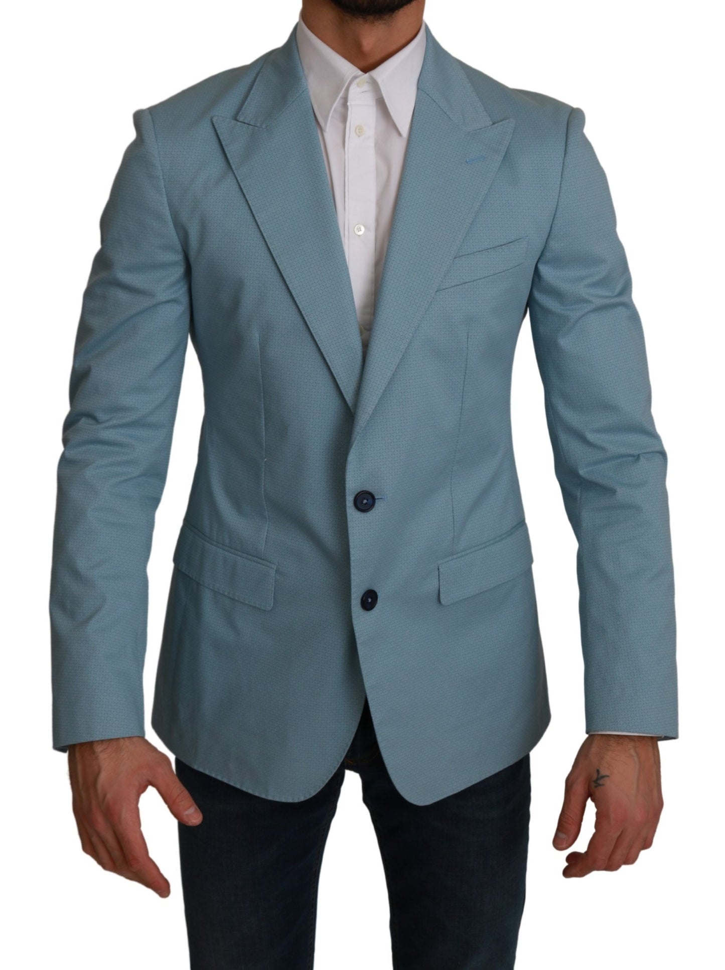 Dolce & Gabbana Blue Slim Fit Coat Jacket MARTINI Blazer Dolce & Gabbana
