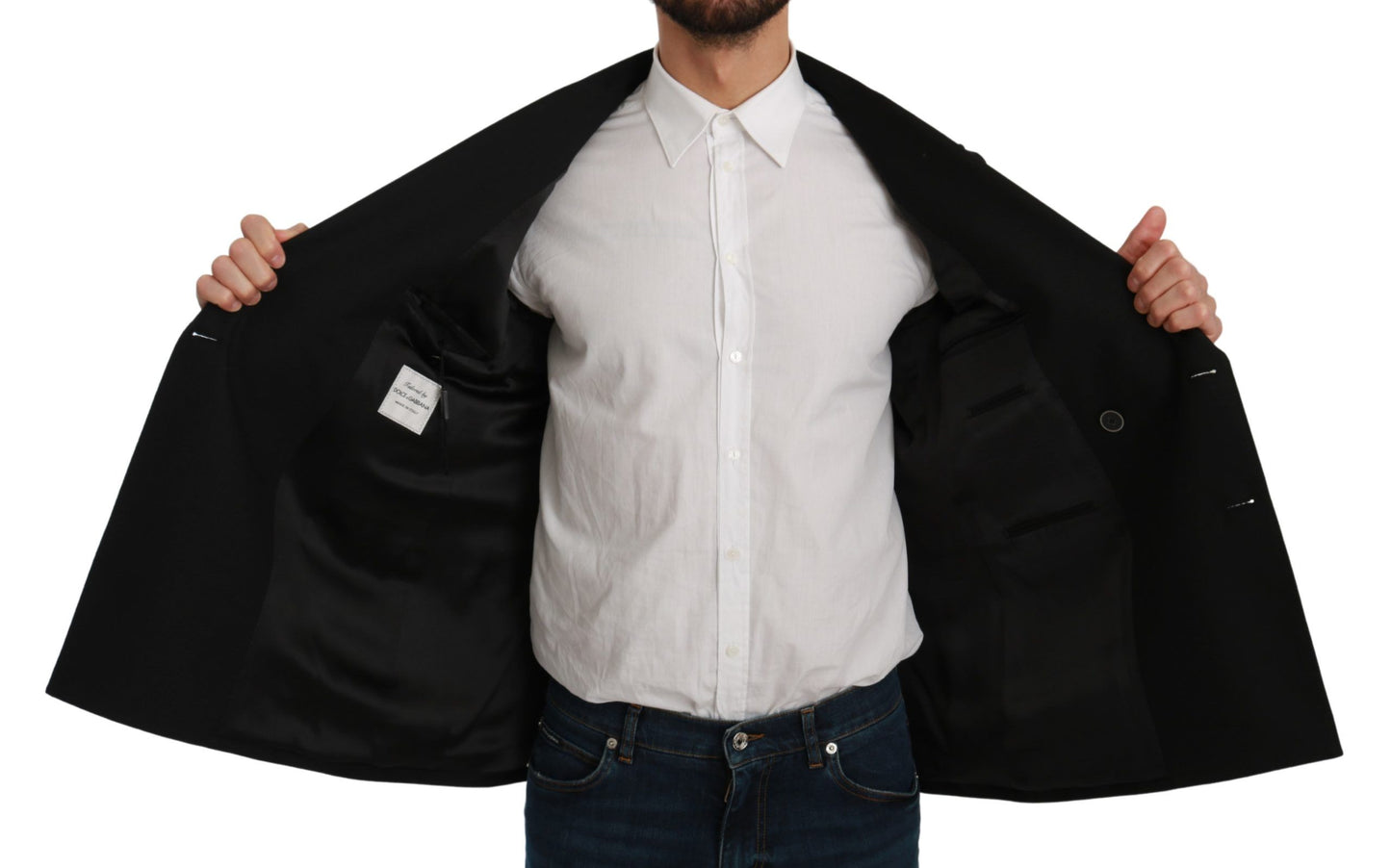 Dolce & Gabbana Black Slim Fit Jacket Coat Wool Blazer Dolce & Gabbana