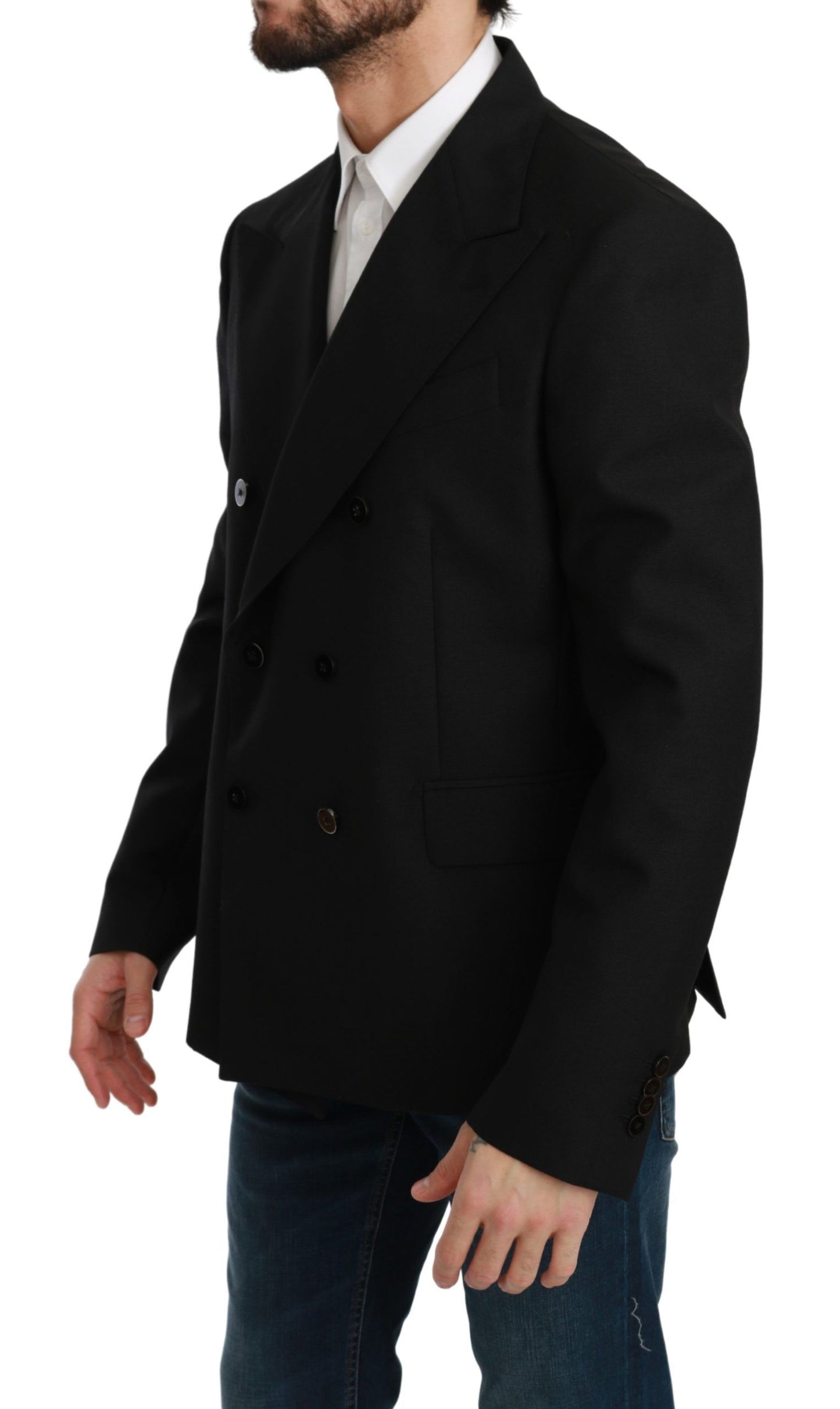 Dolce & Gabbana Black Slim Fit Jacket Coat Wool Blazer Dolce & Gabbana