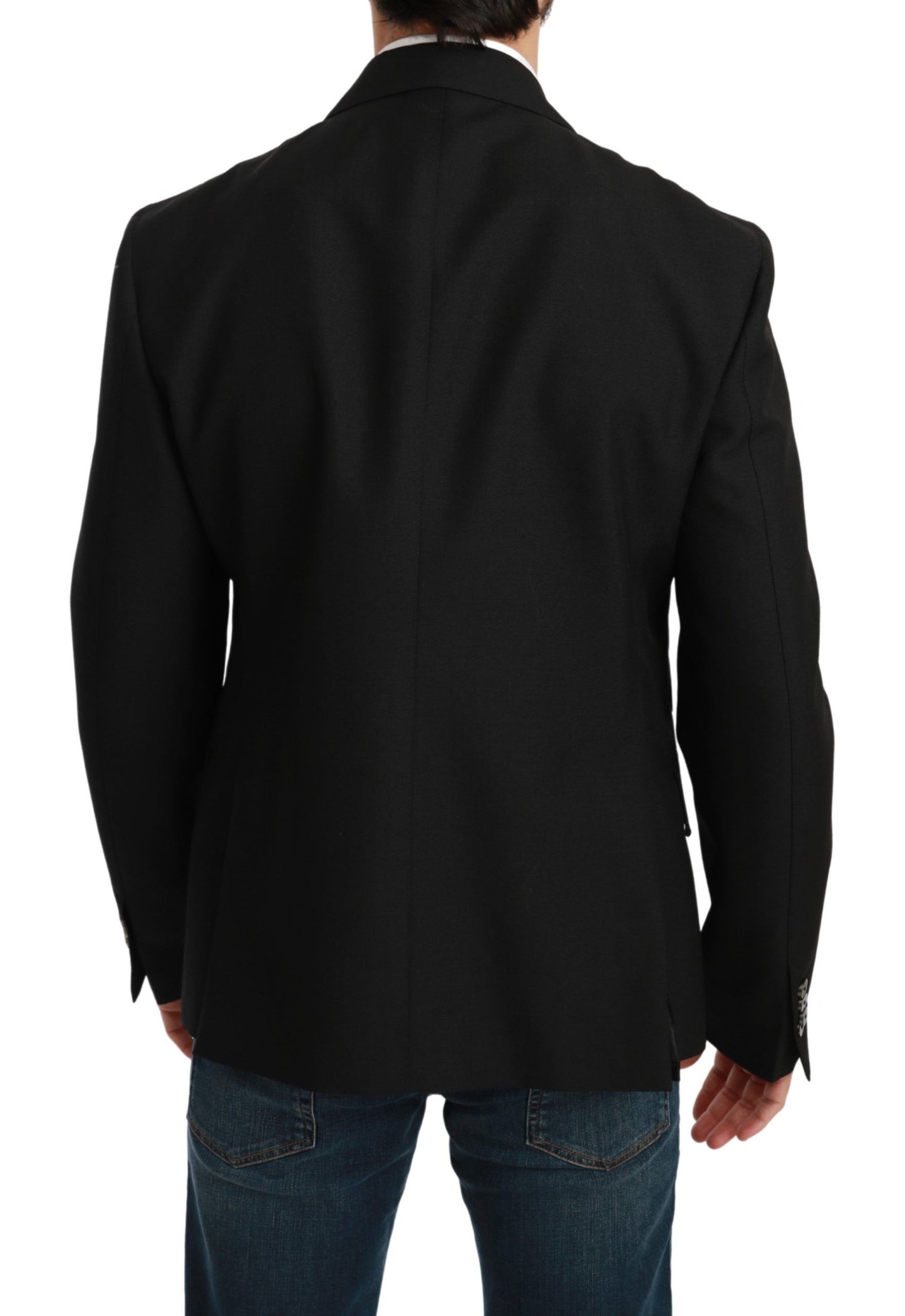 Dolce & Gabbana Black Slim Fit Jacket Coat Wool Blazer Dolce & Gabbana