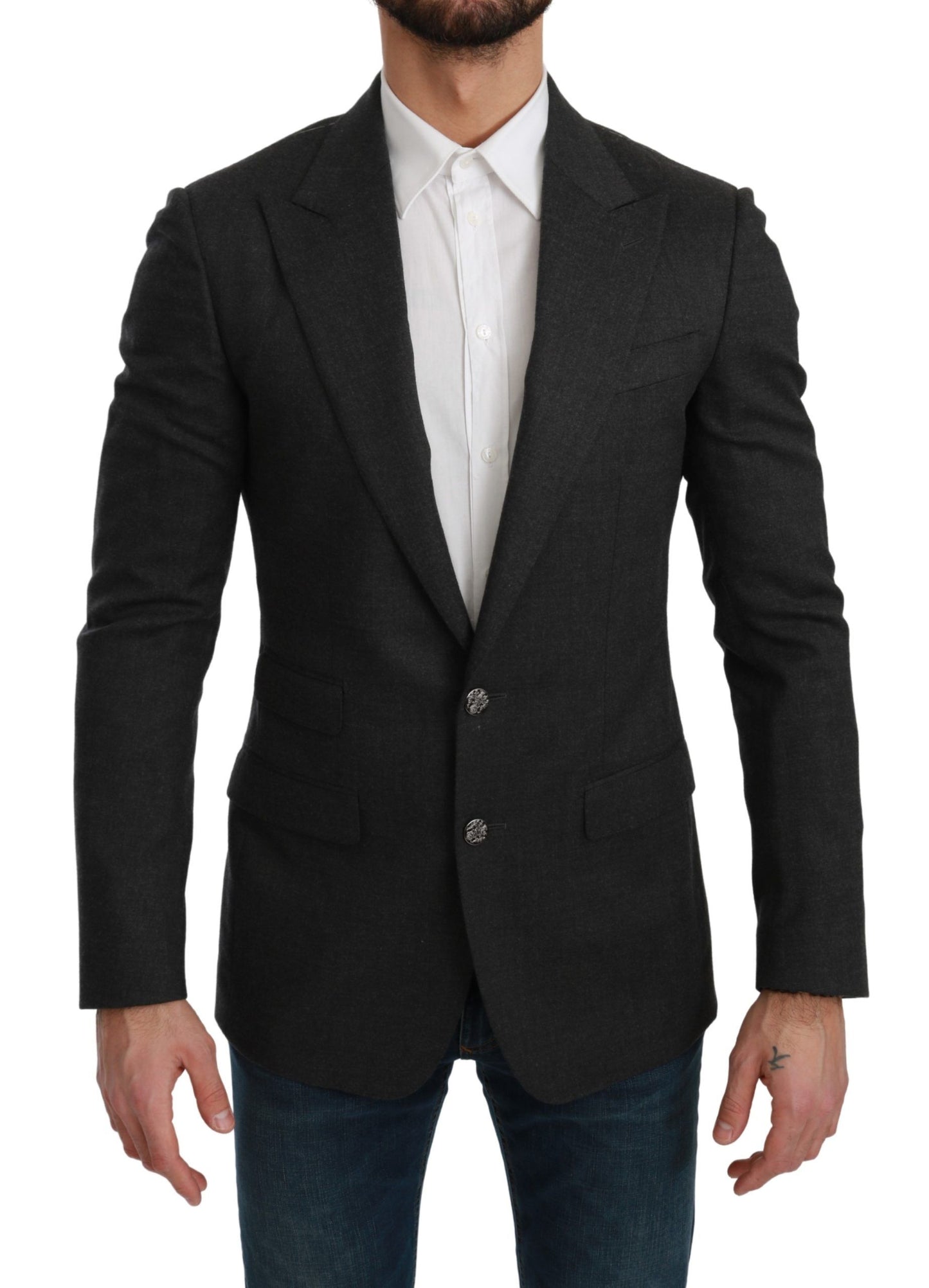 Dolce & Gabbana Gray NAPOLI Slim Fit Jacket Wool Blazer Dolce & Gabbana