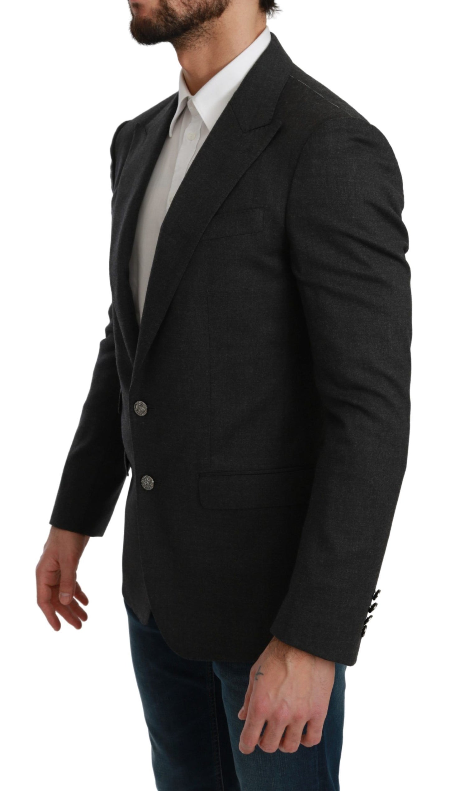 Dolce & Gabbana Gray NAPOLI Slim Fit Jacket Wool Blazer Dolce & Gabbana