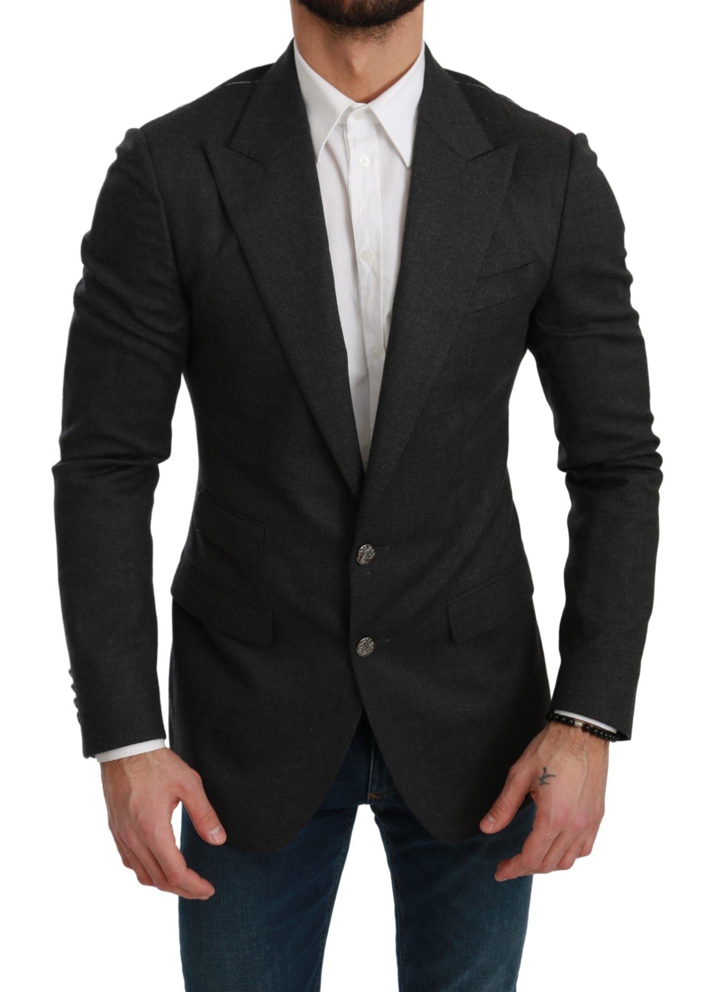 Dolce & Gabbana Gray NAPOLI Slim Fit Jacket Wool Blazer Dolce & Gabbana