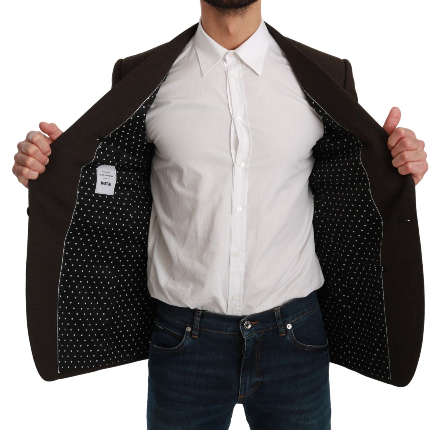 Dolce & Gabbana Brown Slim Fit Coat Jacket MARTINI Blazer Dolce & Gabbana