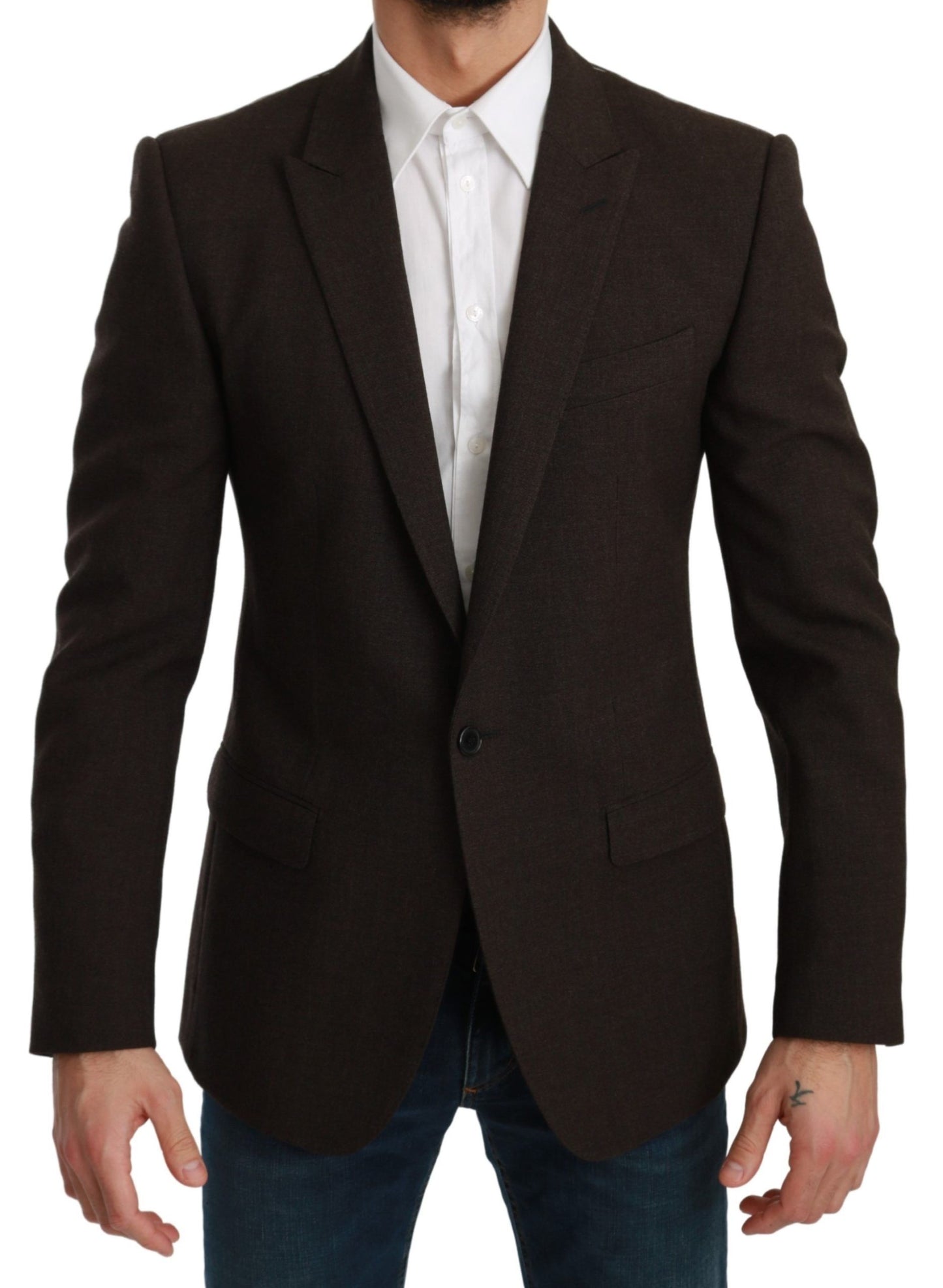 Dolce & Gabbana Brown Slim Fit Coat Jacket MARTINI Blazer Dolce & Gabbana