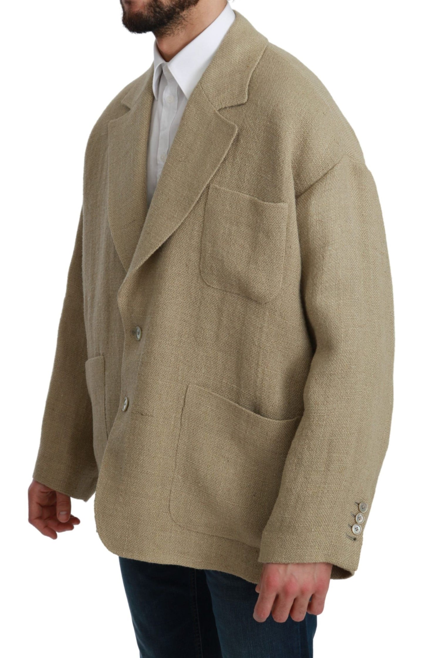 Dolce & Gabbana Beige Jacket Coat 100% Jute Blazer Coat Dolce & Gabbana