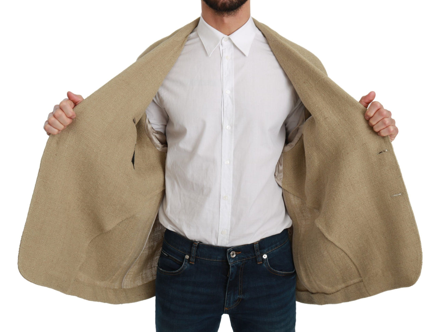 Dolce & Gabbana Beige Jacket Coat 100% Jute Blazer Coat Dolce & Gabbana