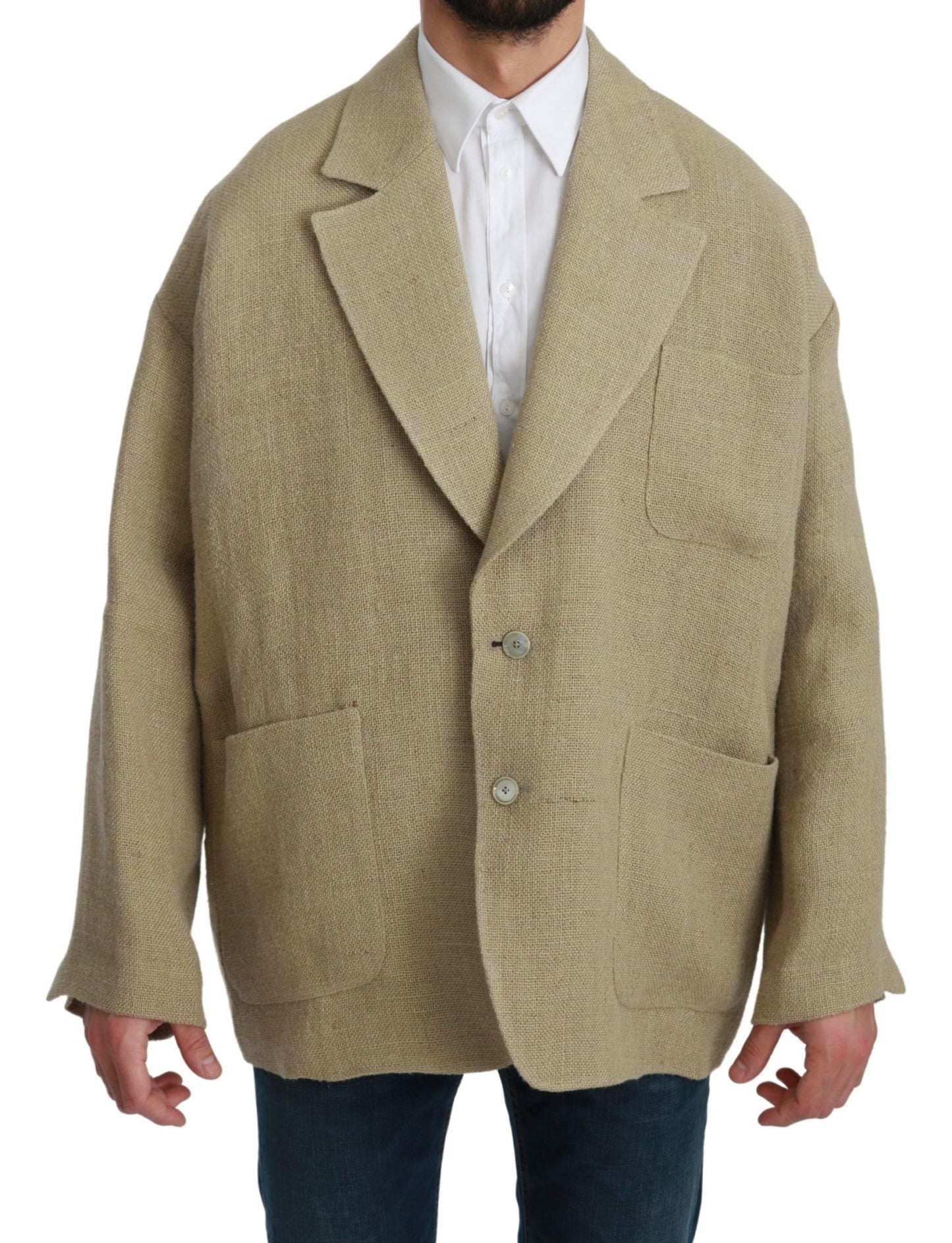 Dolce & Gabbana Beige Jacket Coat 100% Jute Blazer Coat Dolce & Gabbana