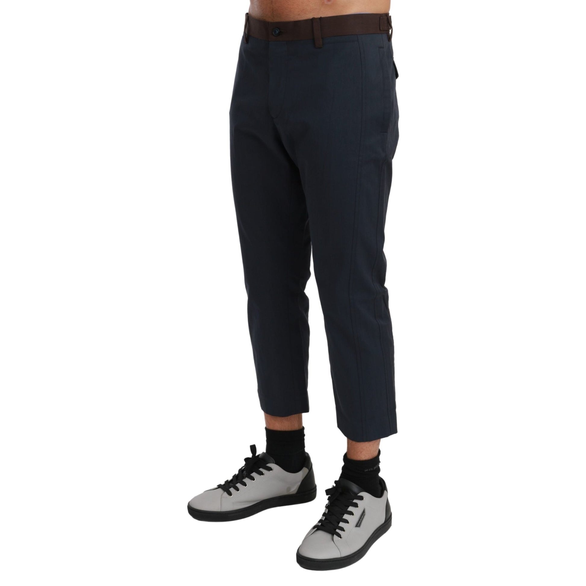 Dolce & Gabbana Brown Stripes Cropped Trousers Pants Dolce & Gabbana