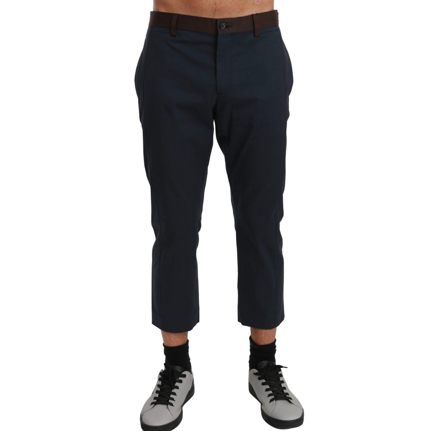 Dolce & Gabbana Brown Stripes Cropped Trousers Pants Dolce & Gabbana