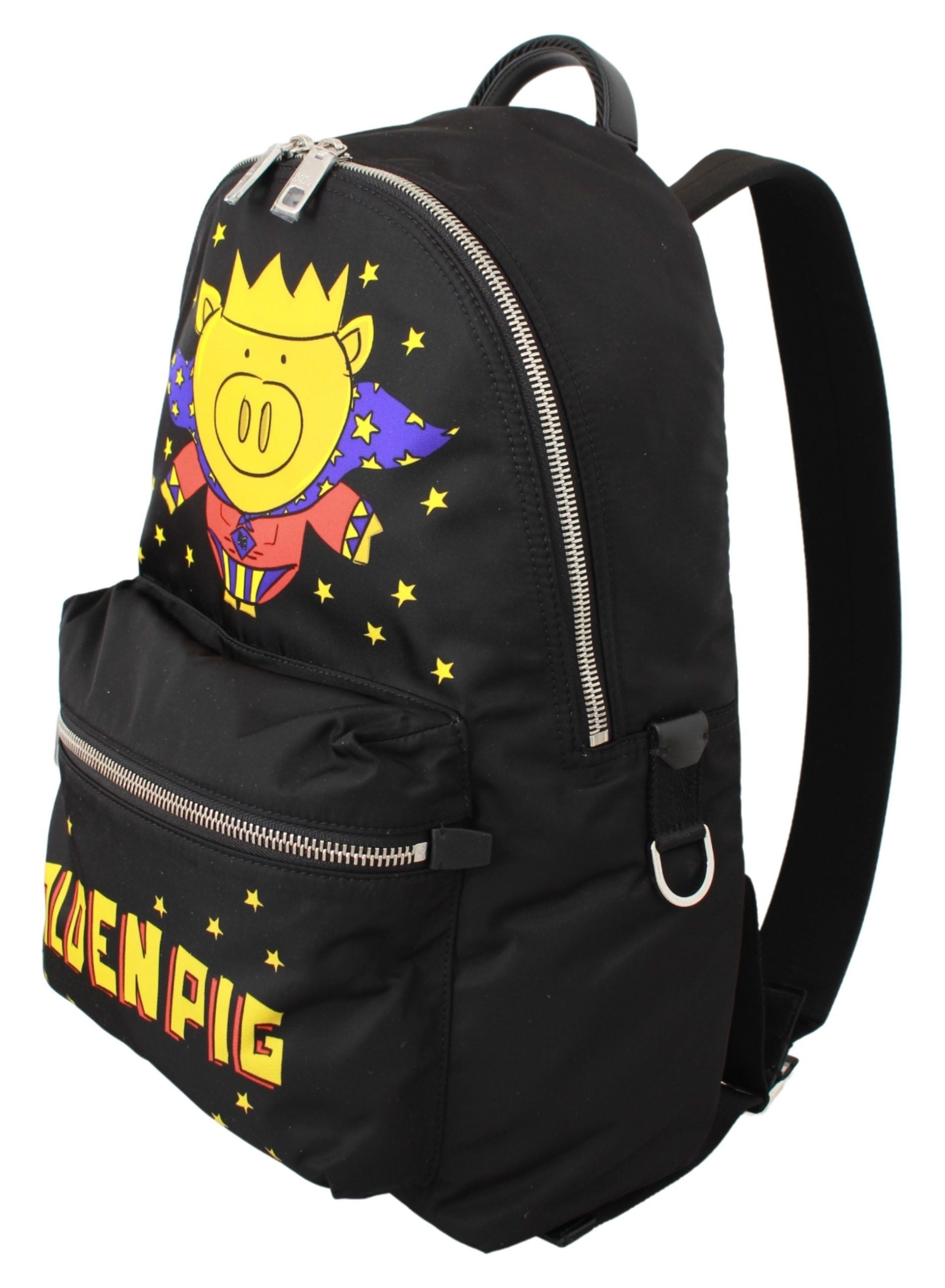 Dolce & Gabbana Black Golden Pig of the Year School Backpack Dolce & Gabbana