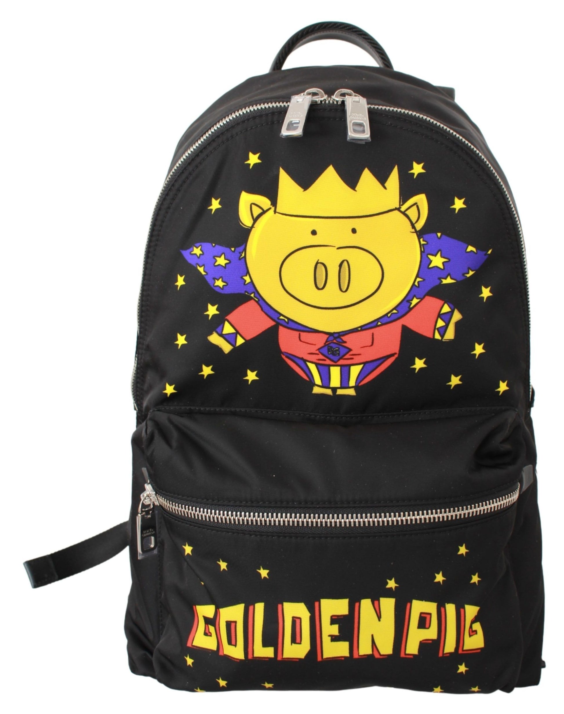 Dolce & Gabbana Black Golden Pig of the Year School Backpack Dolce & Gabbana