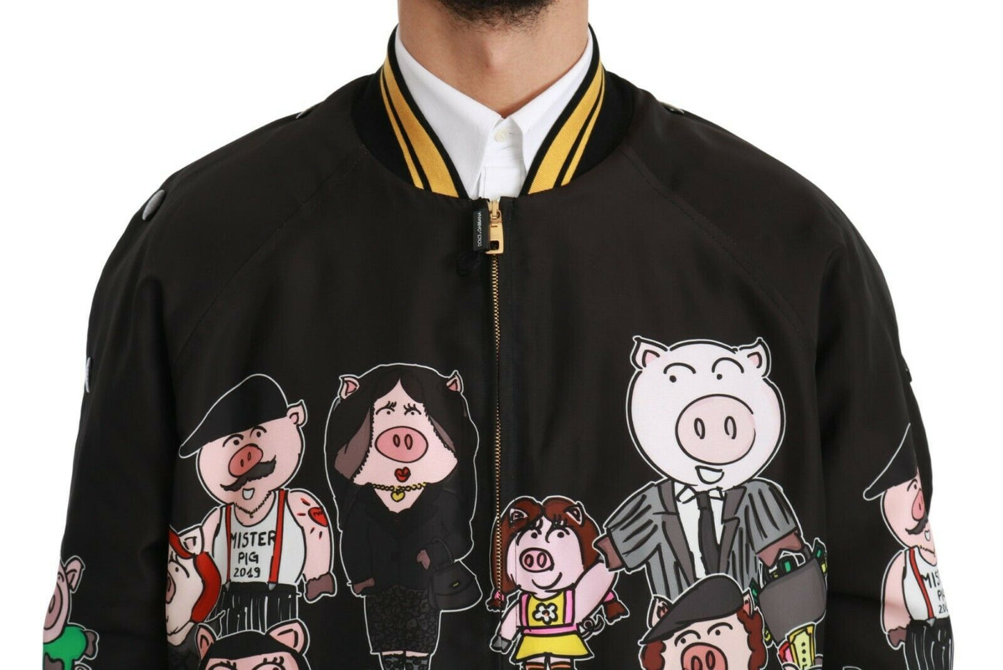 Dolce & Gabbana Black YEAR OF THE PIG Bomber Jacket Dolce & Gabbana