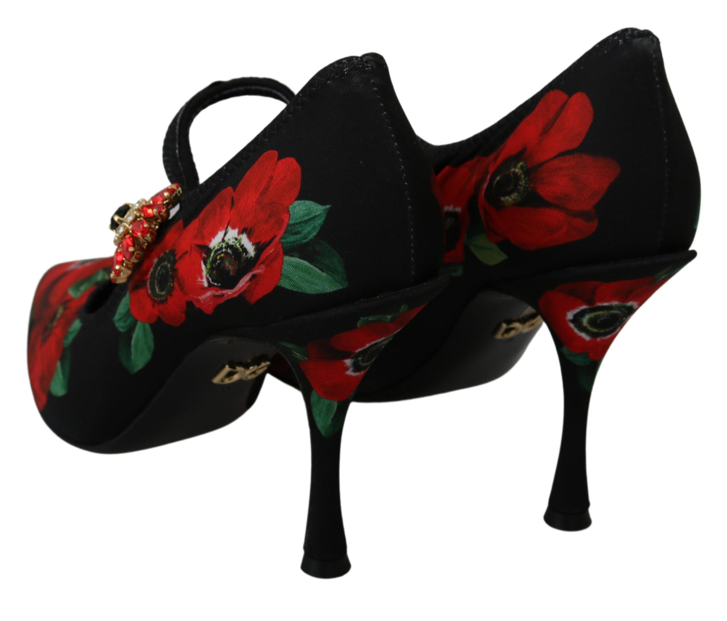 Dolce & Gabbana Black Red Floral Mary Janes Pumps Shoes Dolce & Gabbana