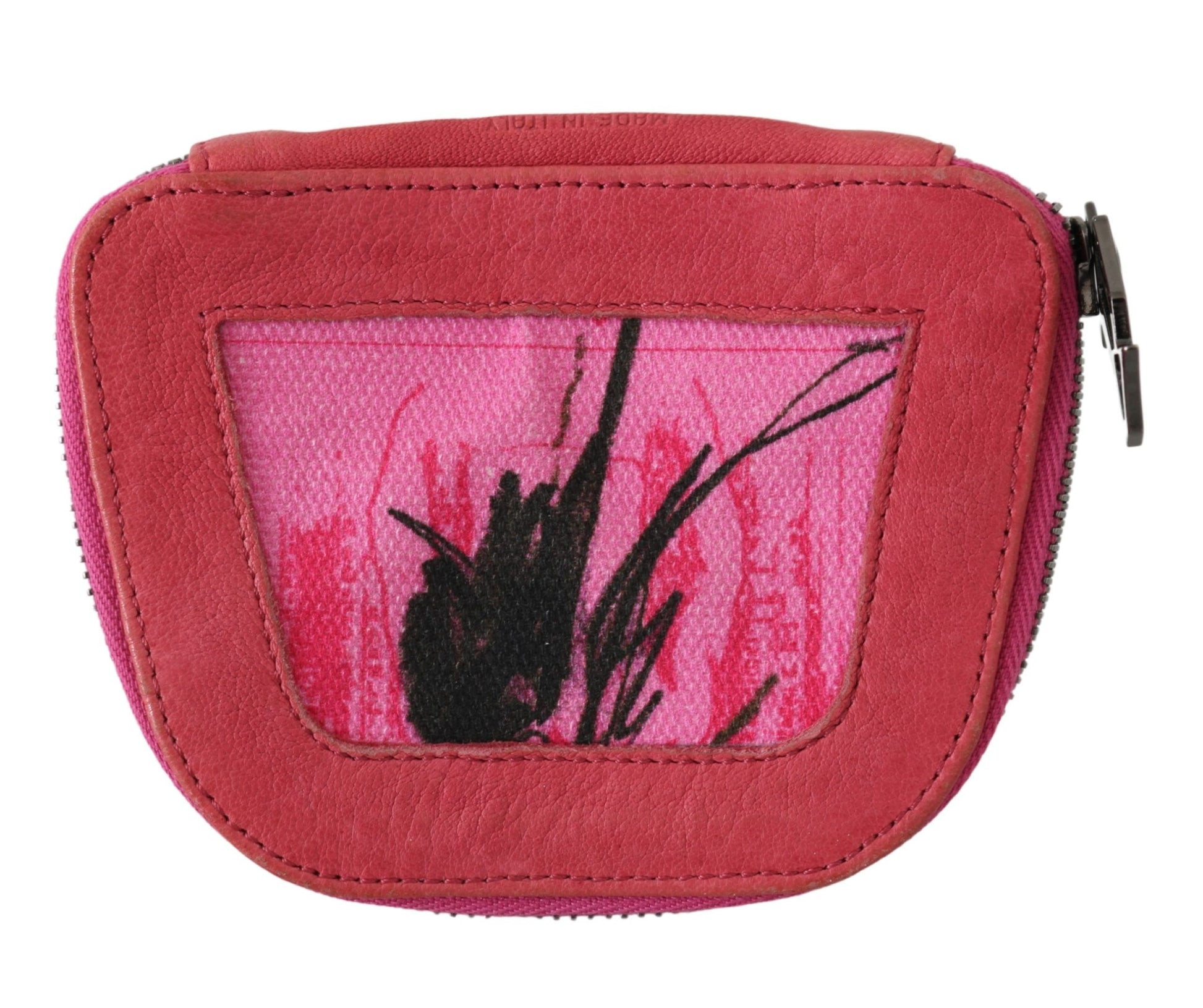 PINKO Pink Suede Printed Coin Holder Women Fabric Zippered Purse PINKO