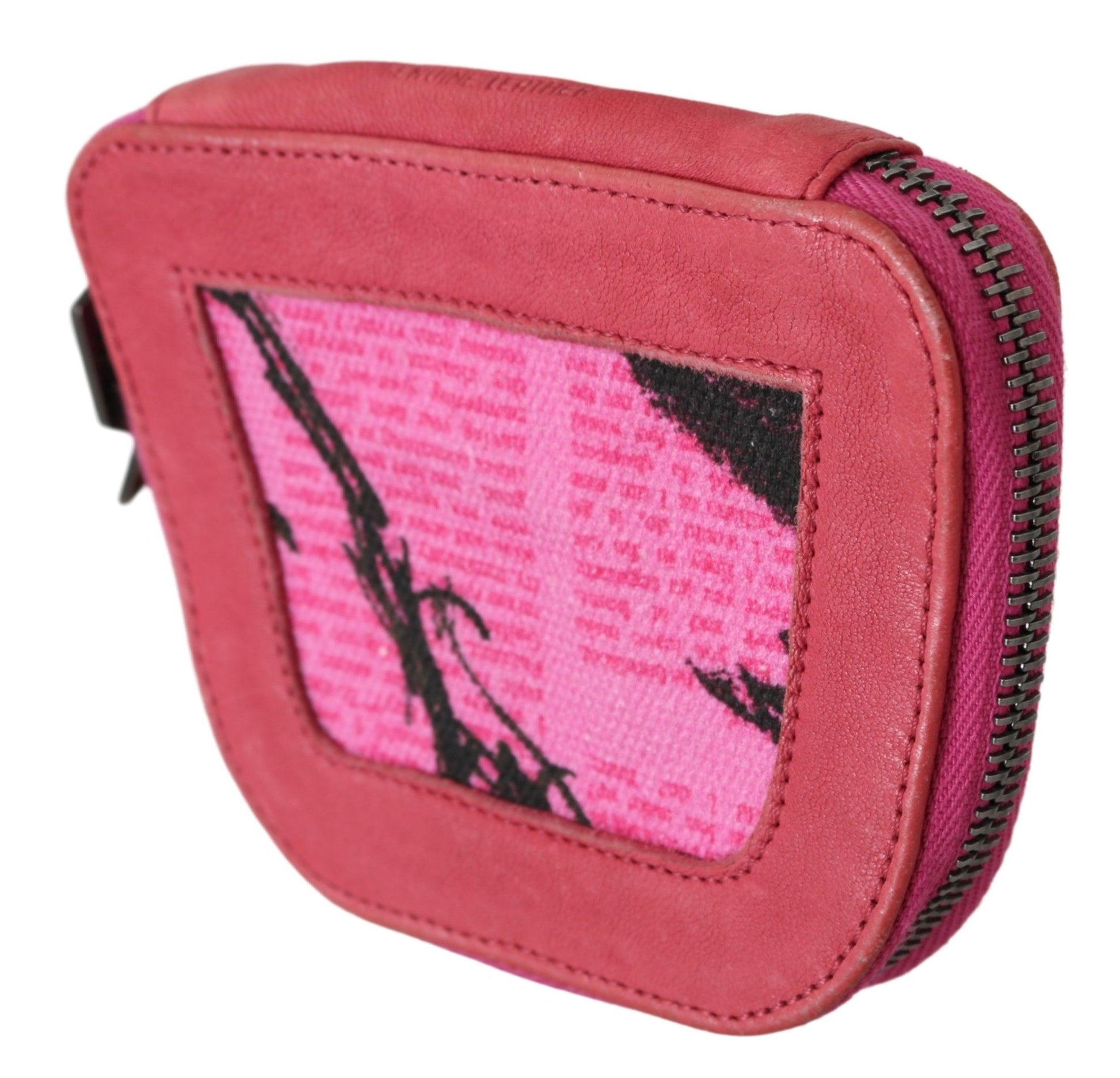 PINKO Pink Suede Printed Coin Holder Women Fabric Zippered Purse PINKO