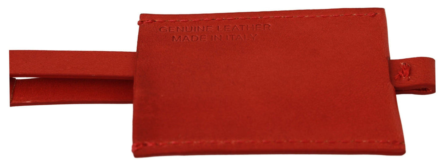 Costume National Red Leather Branded Logo Keyring Keychain Costume National