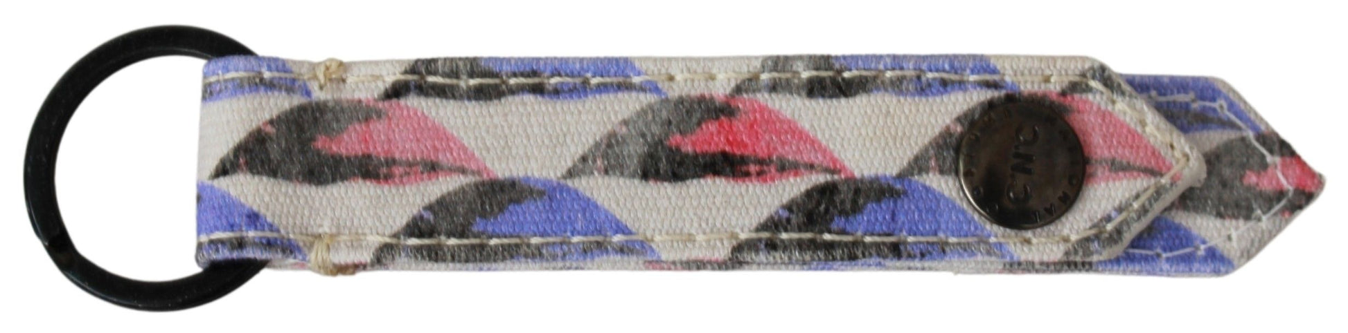 Costume National White Ring Branded Textile Keychain Costume National