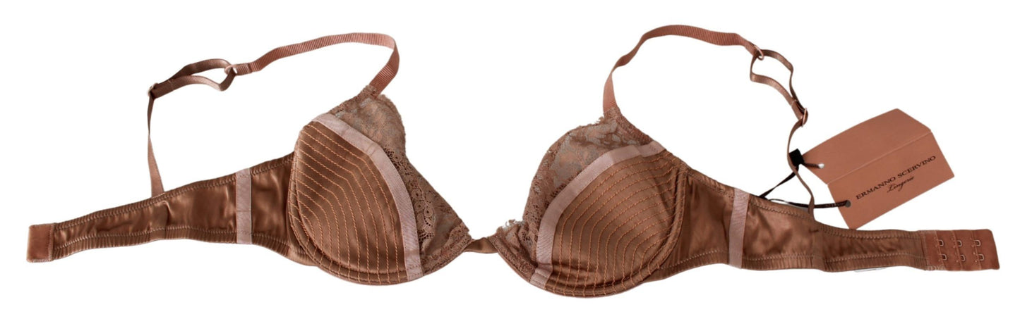 Ermanno Scervino Nude Lace Push Up Silk Underwear Ermanno Scervino