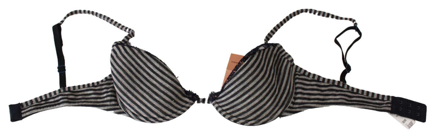 Ermanno Scervino Blue Stripes Lace Reggiseno Bra Underwear Ermanno Scervino