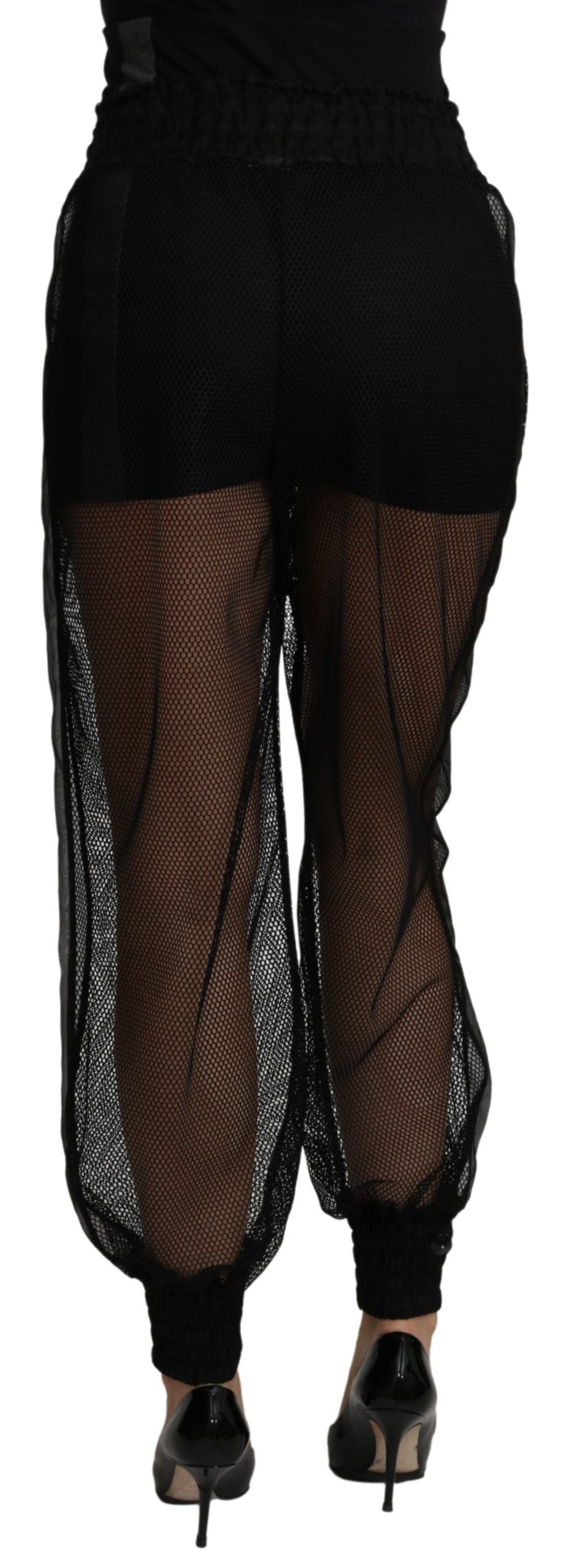 Dolce & Gabbana Black See Through Jogger Polyester Pants Dolce & Gabbana