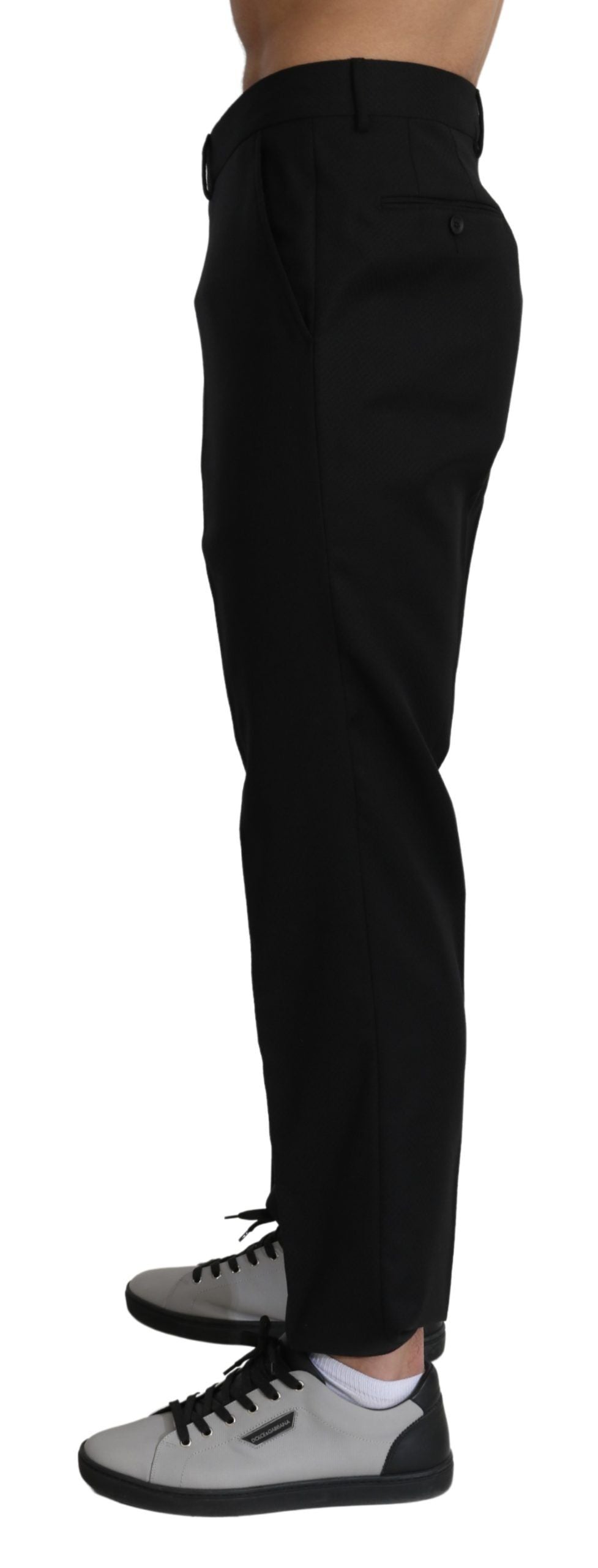Dolce & Gabbana Black Cotton Wool Formal Dress Pants Dolce & Gabbana
