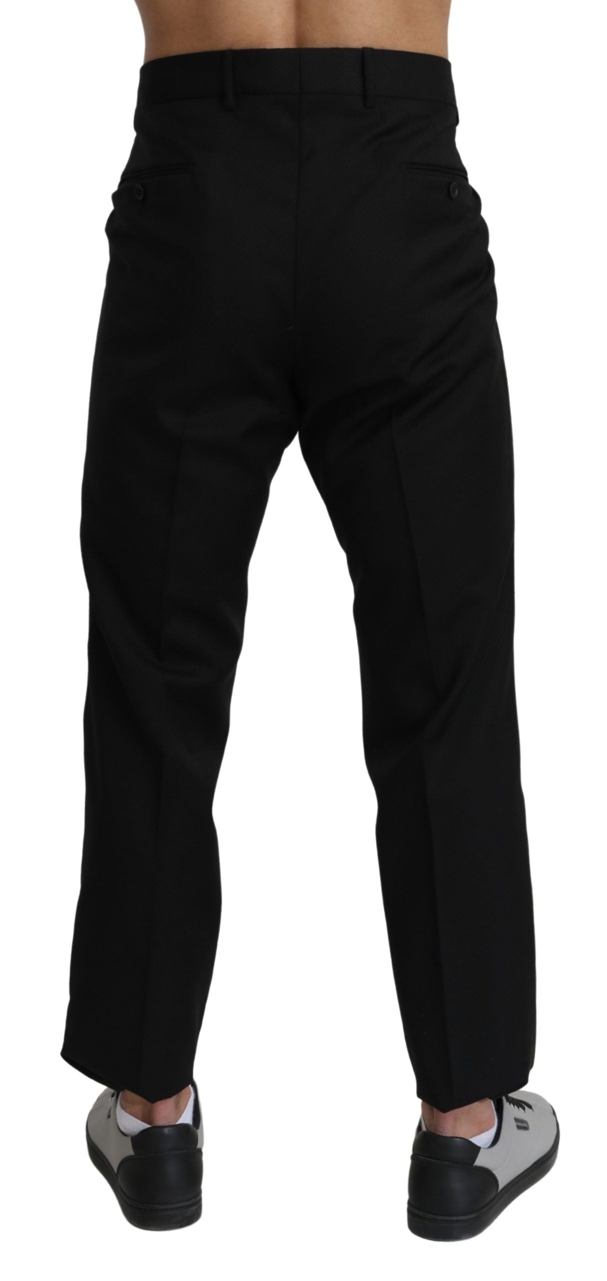 Dolce & Gabbana Black Cotton Wool Formal Dress Pants Dolce & Gabbana