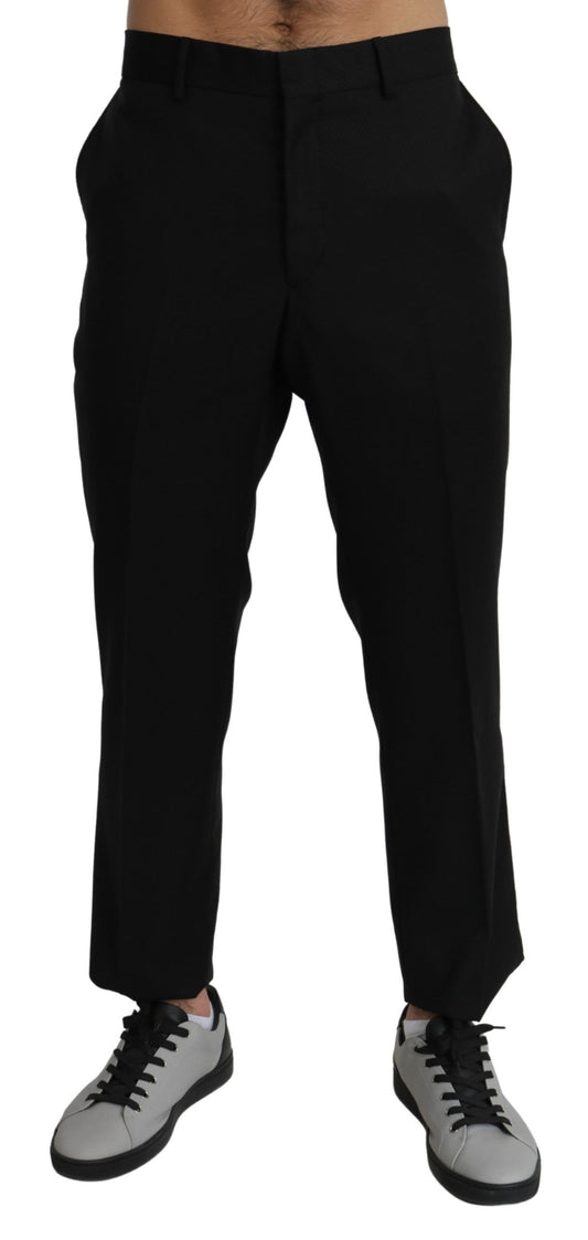 Dolce & Gabbana Black Cotton Wool Formal Dress Pants Dolce & Gabbana