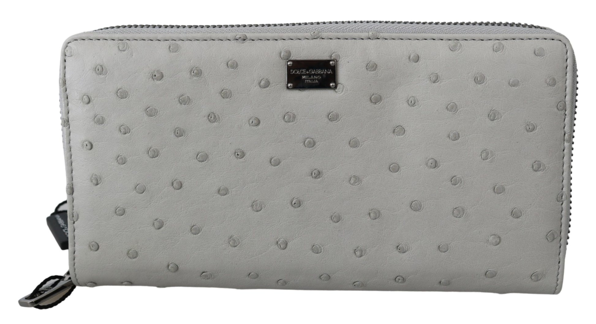 Dolce & Gabbana White Ostrich Leather Continental Mens Clutch Wallet Dolce & Gabbana