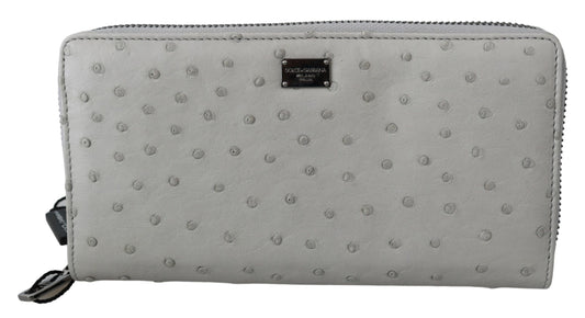 Dolce & Gabbana White Ostrich Leather Continental Mens Clutch Wallet Dolce & Gabbana