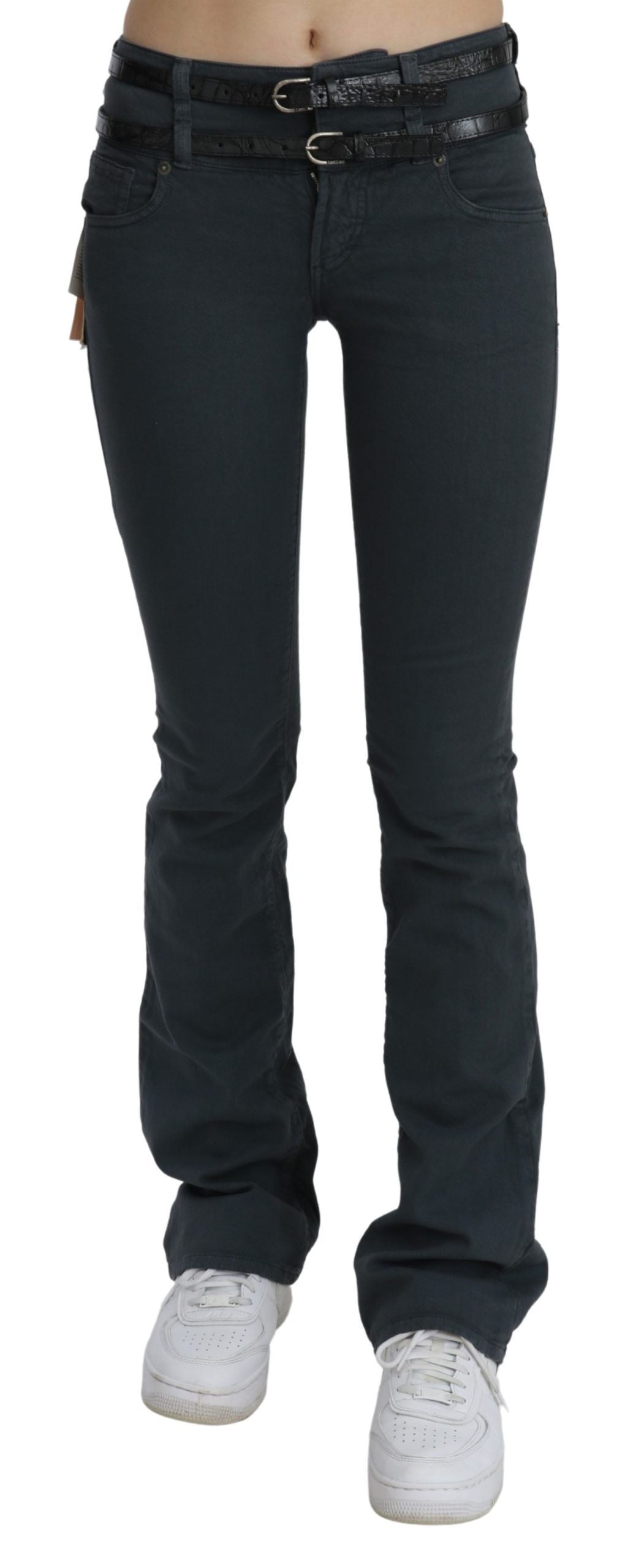 John Galliano Gray Mid Waist Slim Flared Denim Trouser Jeans John Galliano