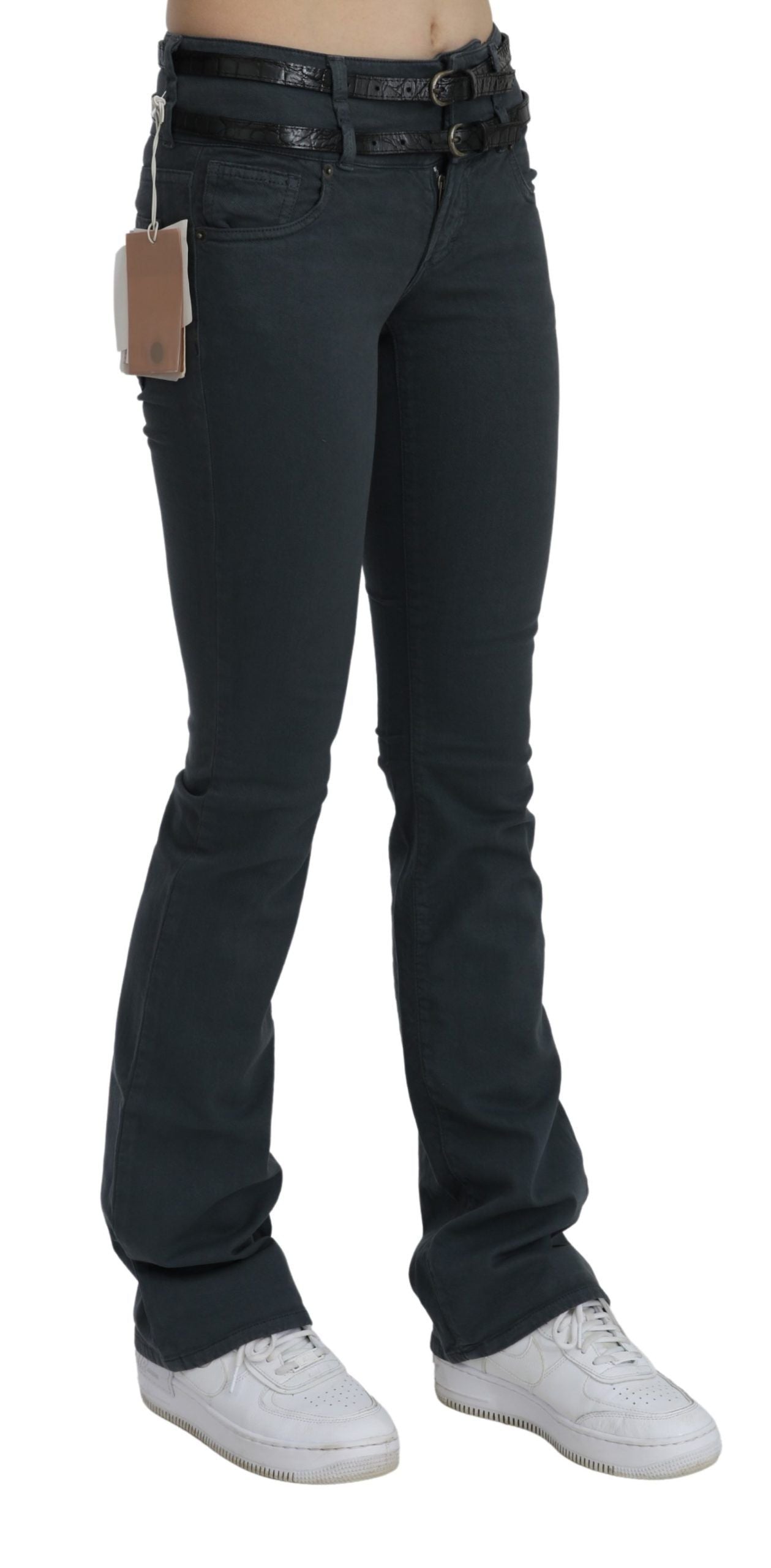 John Galliano Gray Mid Waist Slim Flared Denim Trouser Jeans John Galliano